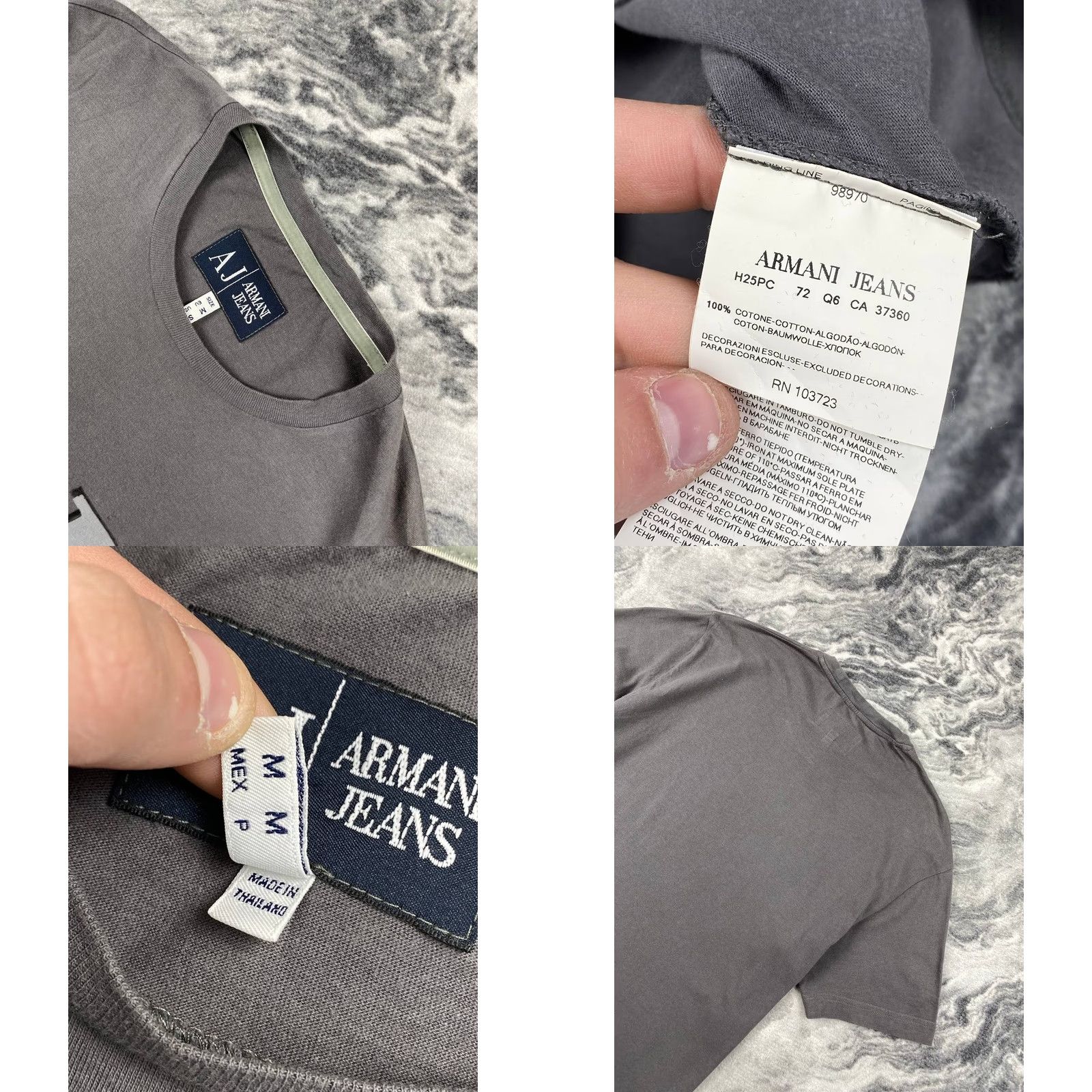 Vintage Armani Jeans T Shirt Big Logo Men M Gray Size US M / EU 48-50 / 2 - 8 Thumbnail