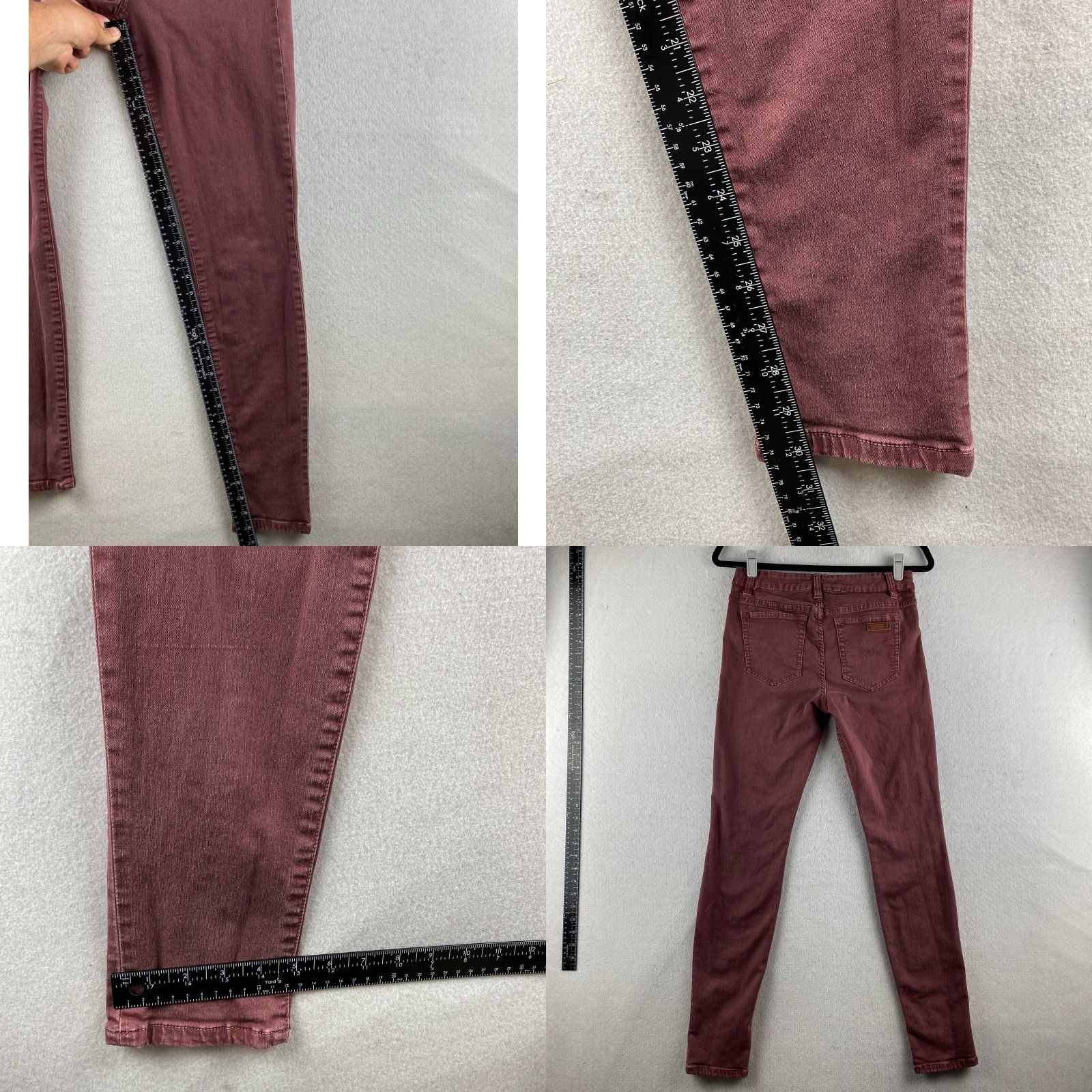 Vintage Joe's Jeans Maroon Skinny Visionaire Distress Mid-Rise 5-Pocket Jeans Womens 29 Size 29" - 8 Thumbnail