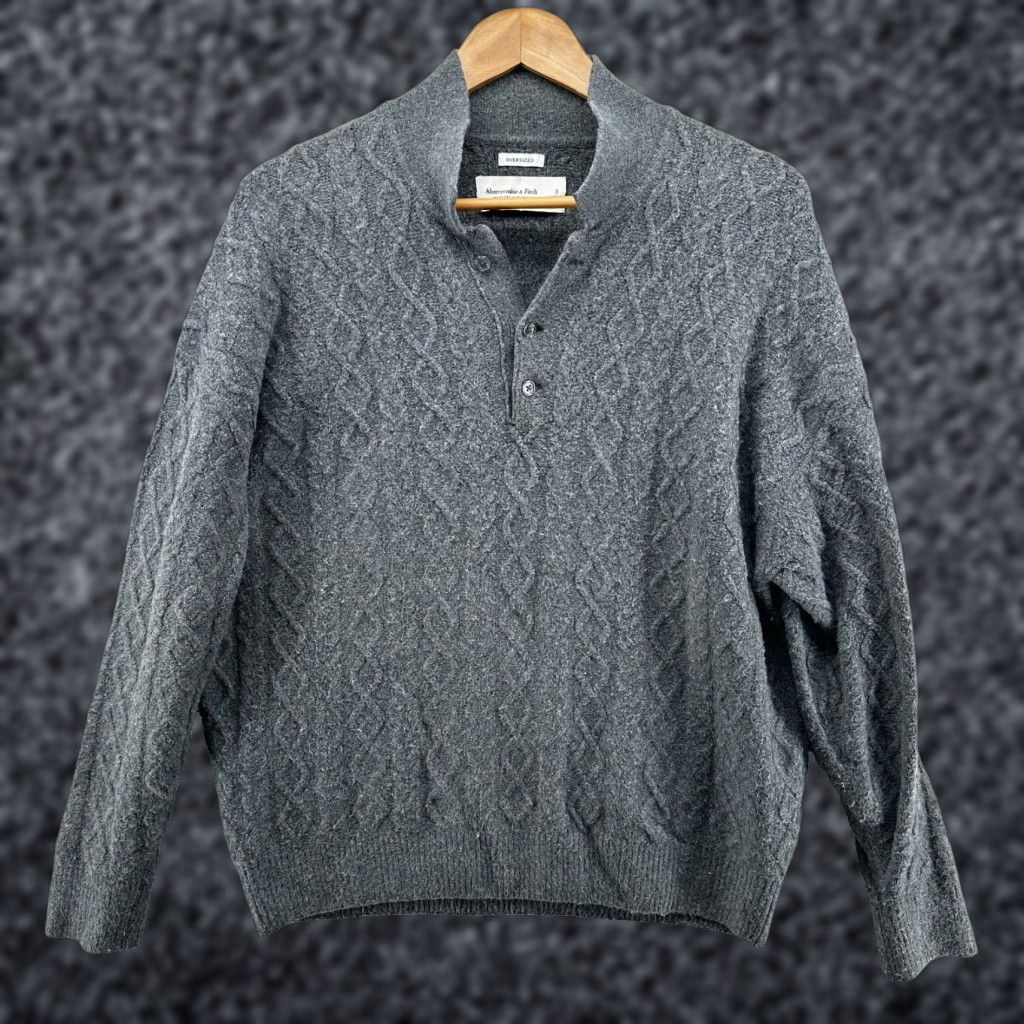 Abercrombie & Fitch Abercrombie & Fitch Pullover Sweater Gray Men's Small Oversized Long Sleeve Shirt Size US S / EU 44-46 / 1 - 1 Thumbnail