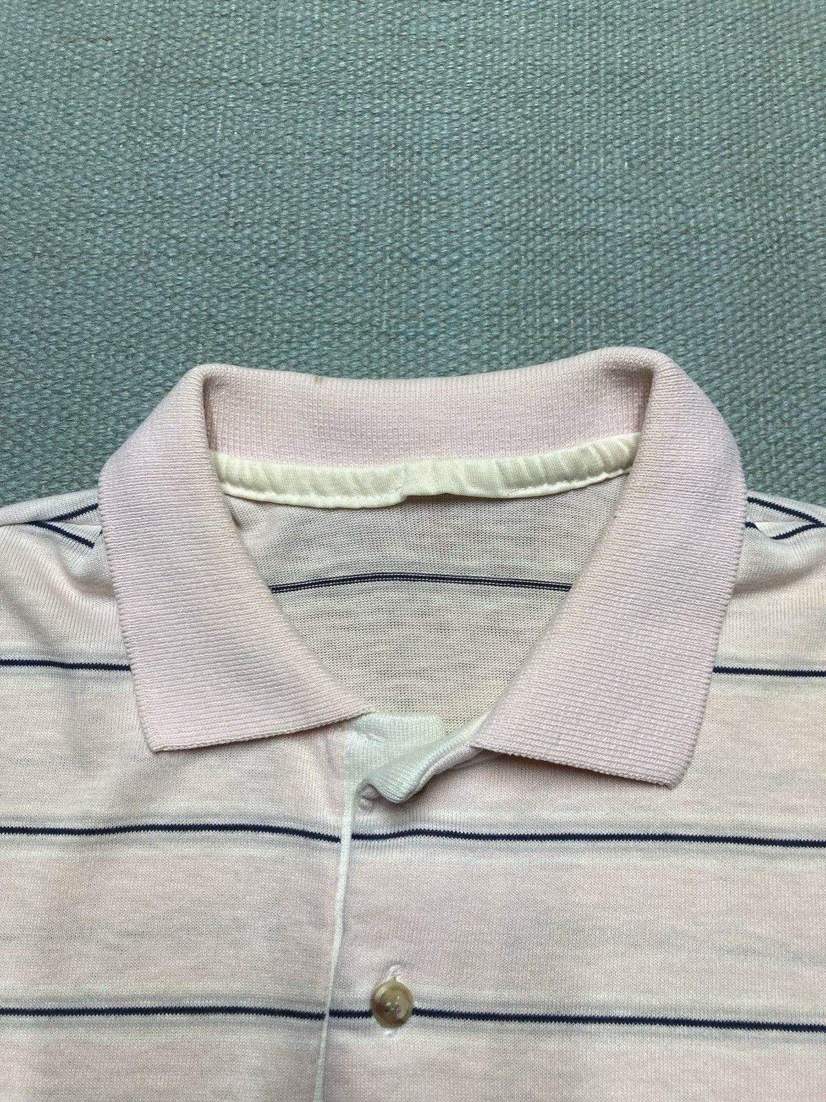 Vintage Vtg 70s 80s polo shirt light pink striped rockabilly medium Size US M / EU 48-50 / 2 - 5 Thumbnail