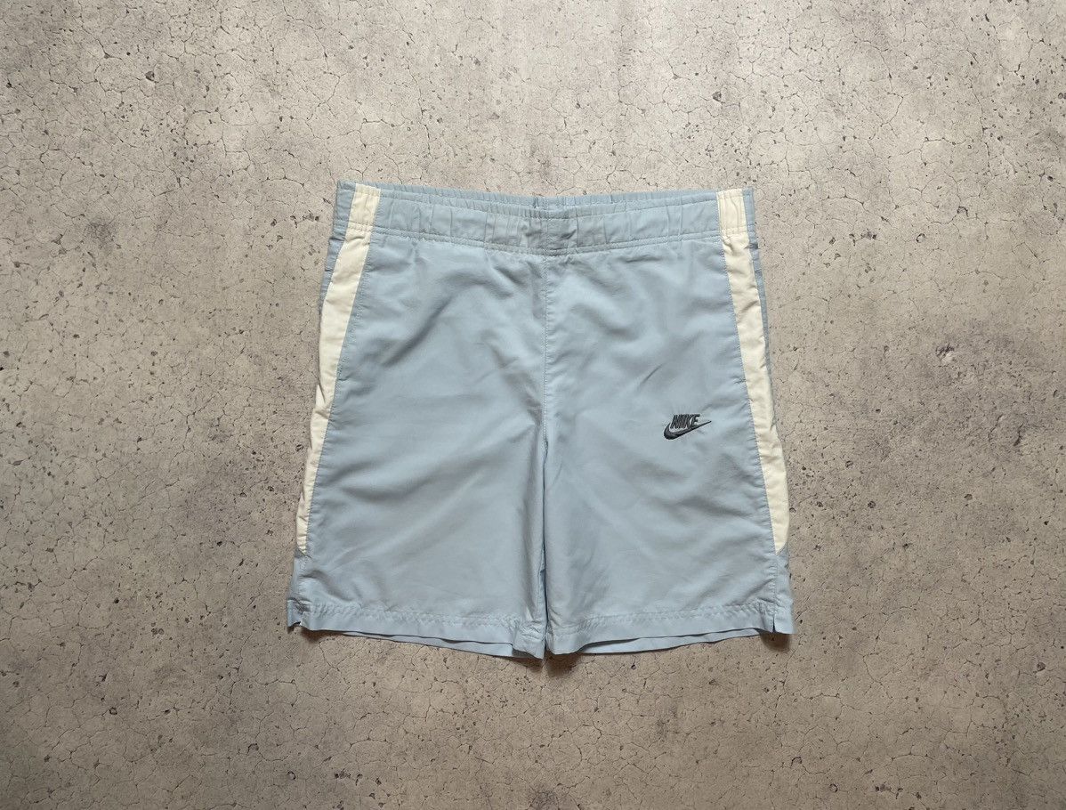 Nike × Vintage Vintage Nylon Blue Nike Drill Y2K Swoosh Shorts Size US 32 / EU 48 - 1 Thumbnail