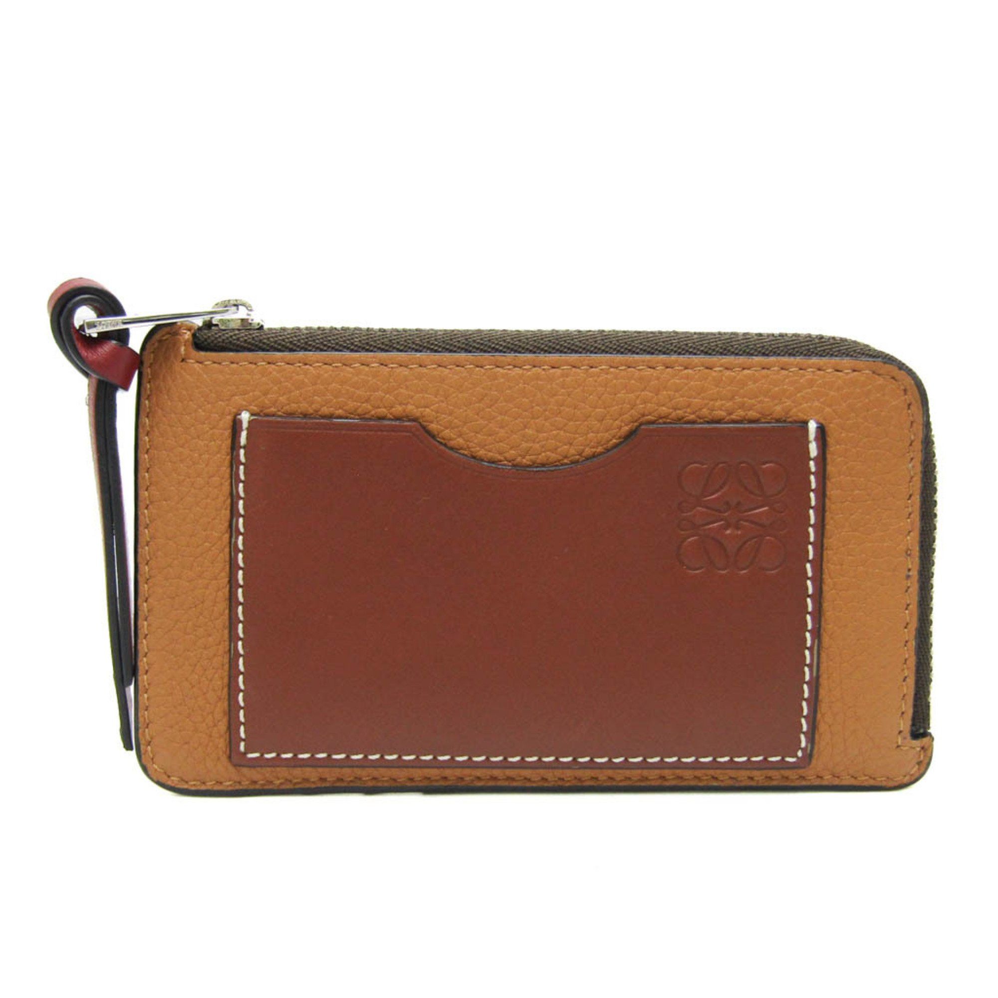 image of Loewe Coin Card Holder C660Z40X04 Leather Card Case Bordeaux,brown,dark Brown, Women's
