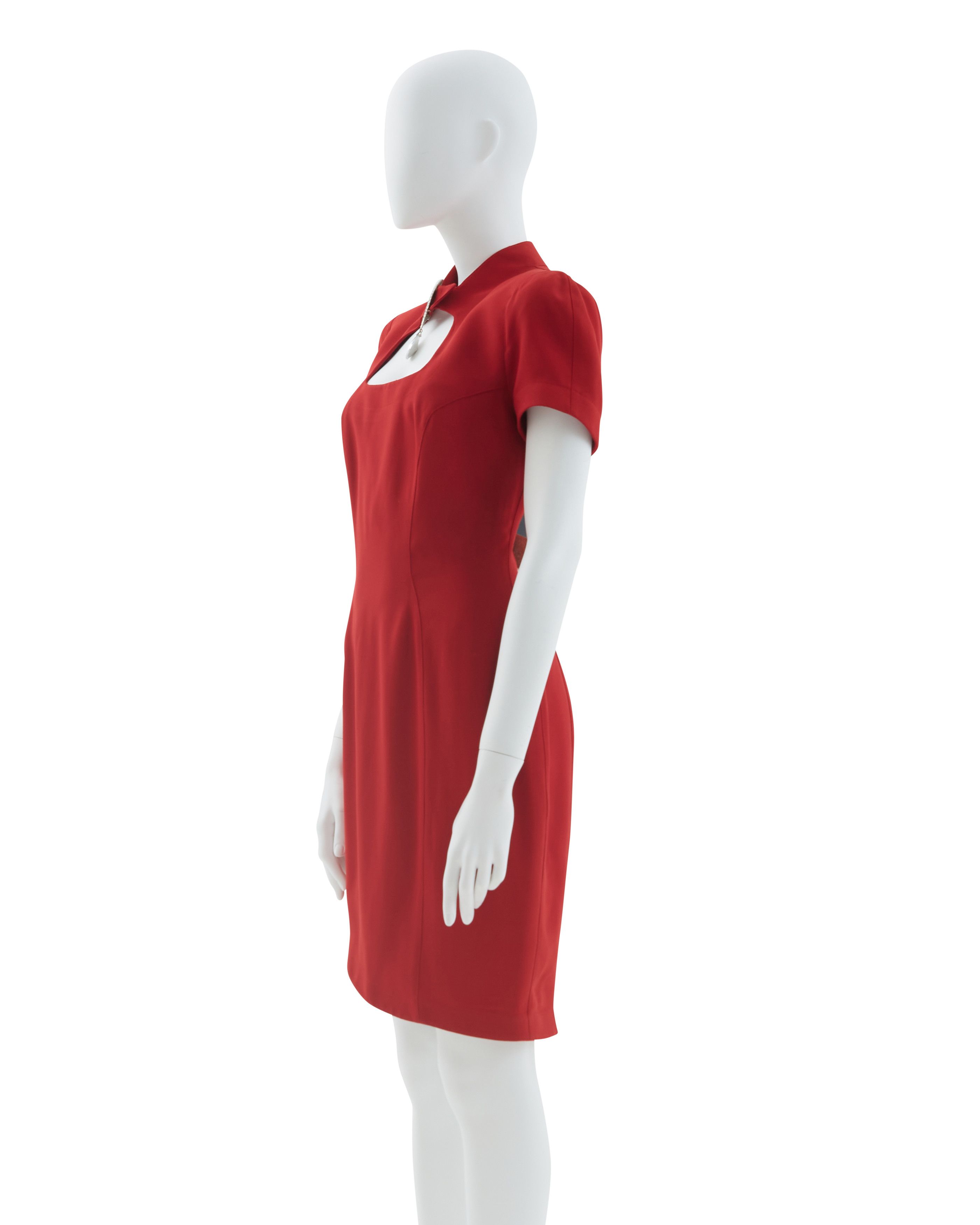 Thierry Mugler Early 1990s Red crystal glam sculptural evening dress Size M / US 6-8 / IT 42-44 - 2 Thumbnail