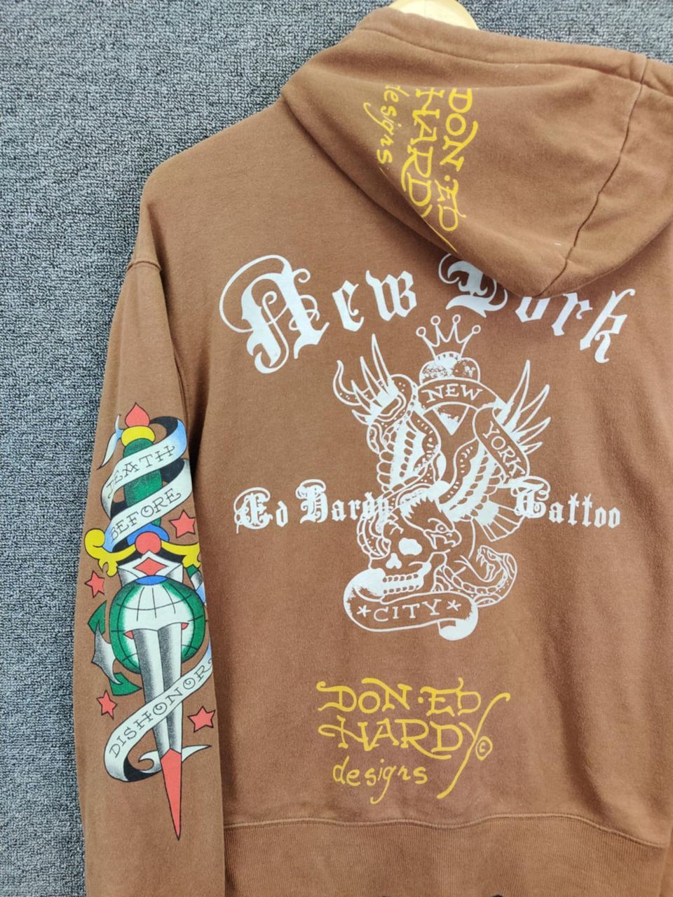 Ed Hardy Vintage Ed Hardy Christian Audigier Zipper Hoodie Brown Size US M / EU 48-50 / 2 - 3 Thumbnail