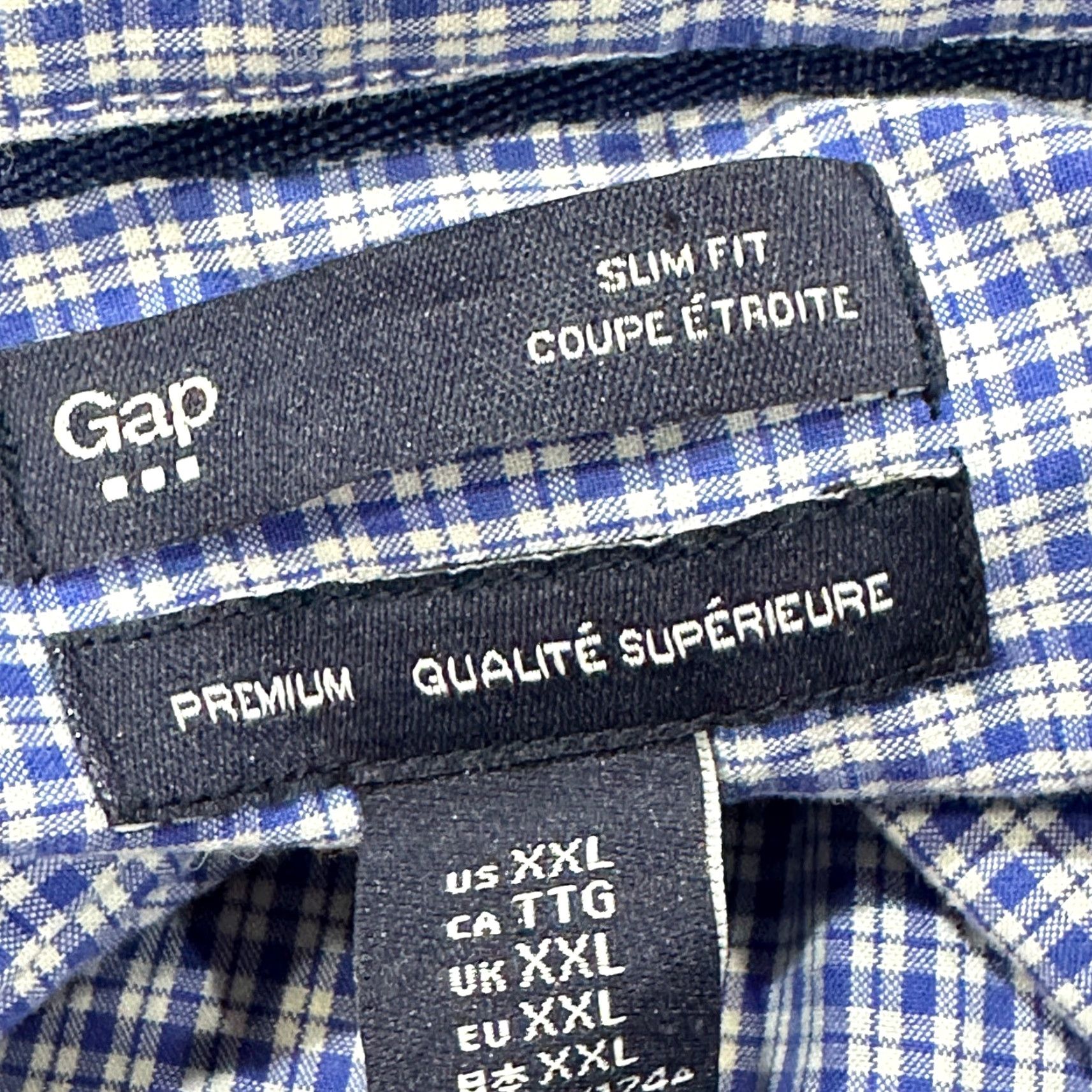 Gap Gap Button-Up Shirt Men 2XL Blue White Plaid Cotton Checkered Slim Fit Preppy Casual Business Shirt Size US XXL / EU 58 / 5 - 3 Thumbnail