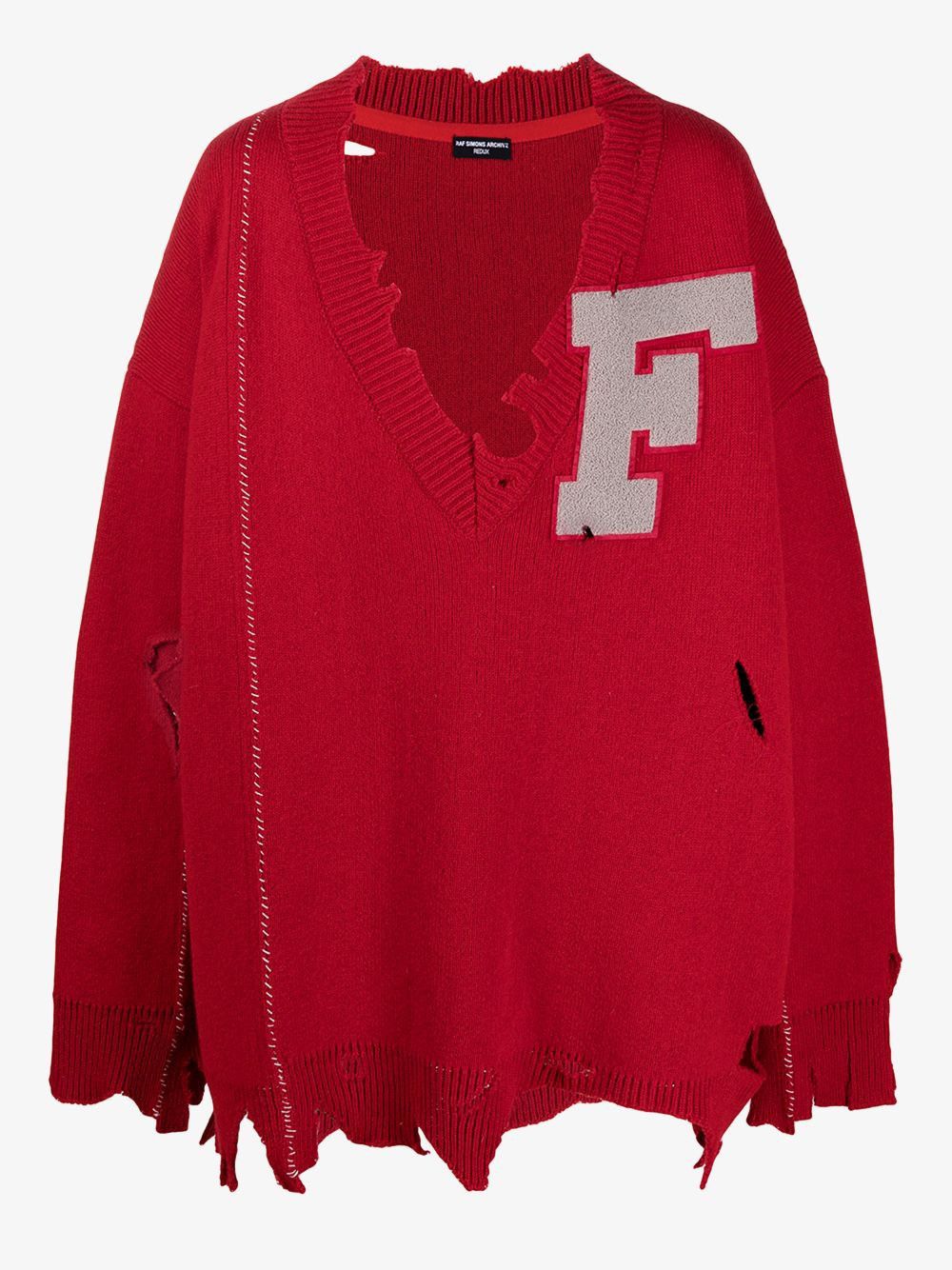 image of Raf Simons Destroyed F Archive Redux Sweater, Men's (Size 2XL)