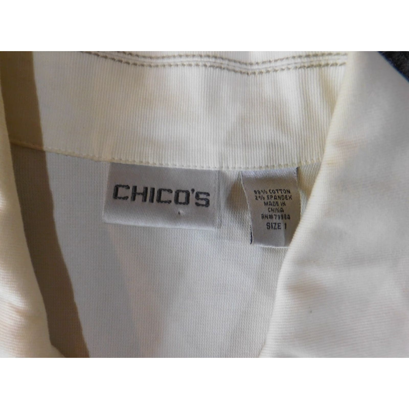 Vintage Chicos Jacket Womens Beige Denim Short Sleeve Button Stretch Regular Size 1 Casual Designer Vintage: No yur? Size XS / US 0-2 / IT 36-38 - 6 Thumbnail