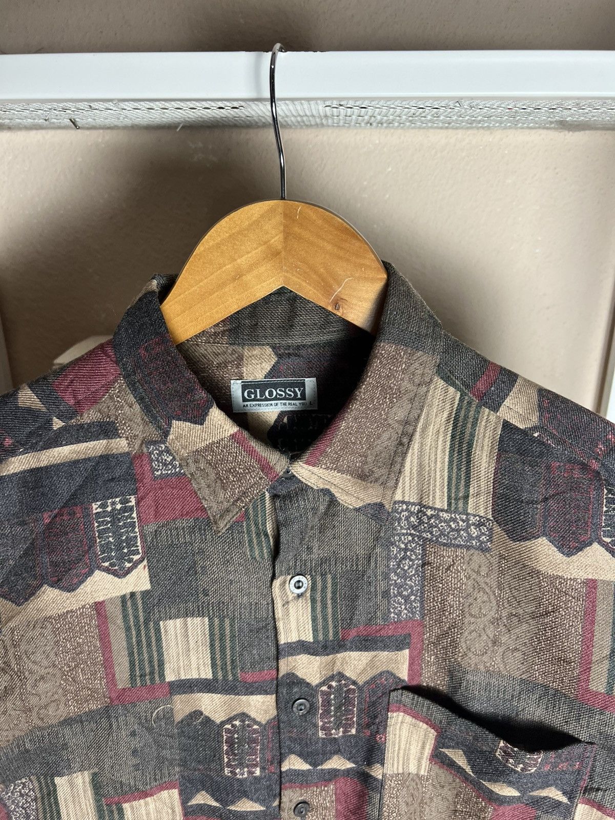 Other Vtg Glossy Abstract Pattern Button Up Shirt 90s Aesthetic Size US L / EU 52-54 / 3 - 3 Thumbnail