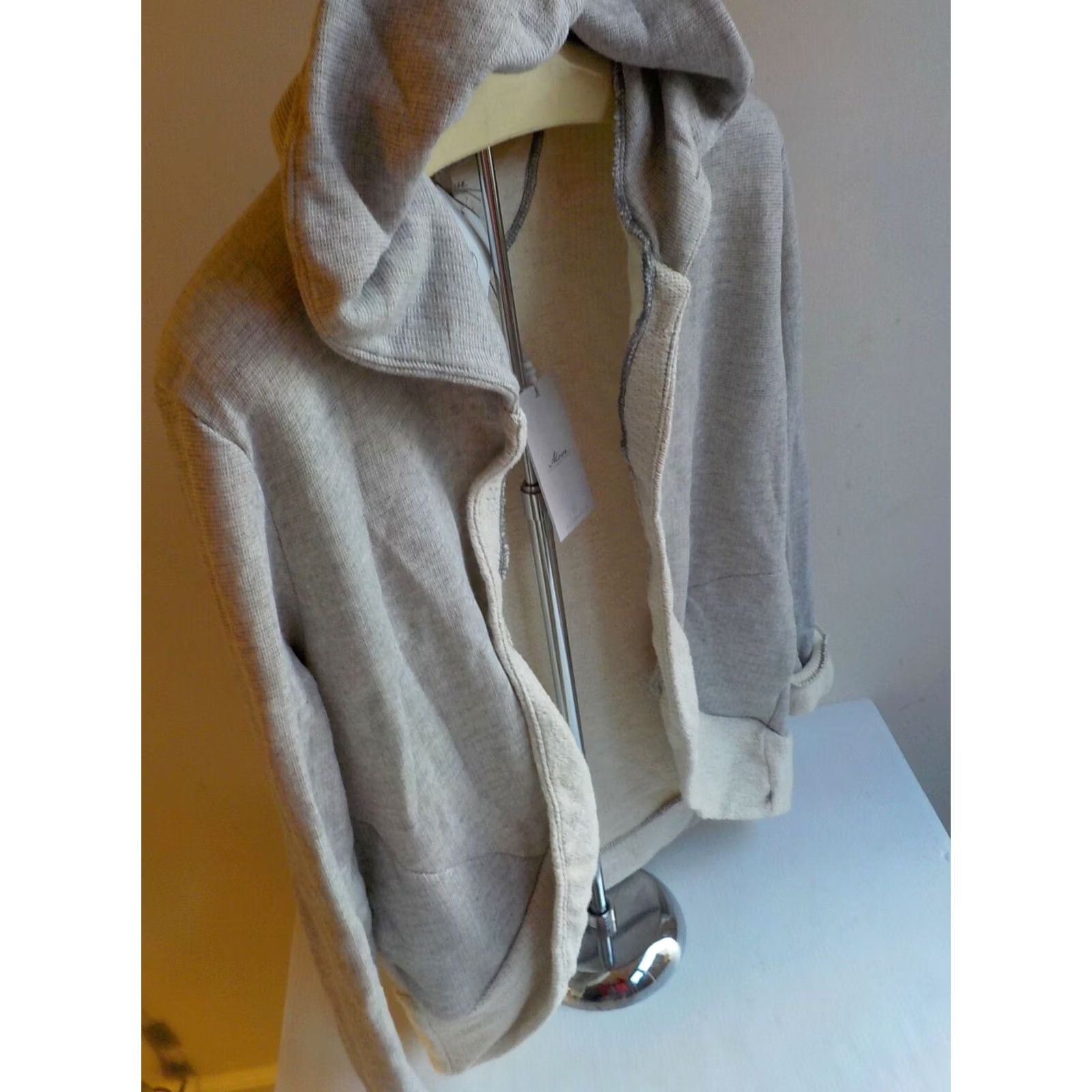 Vintage ALTERNATIVE Hooded Cardigan Sweatshirt Open Front Heather Wheat Adult Medium Womens Size M / US 6-8 / IT 42-44 - 3 Thumbnail