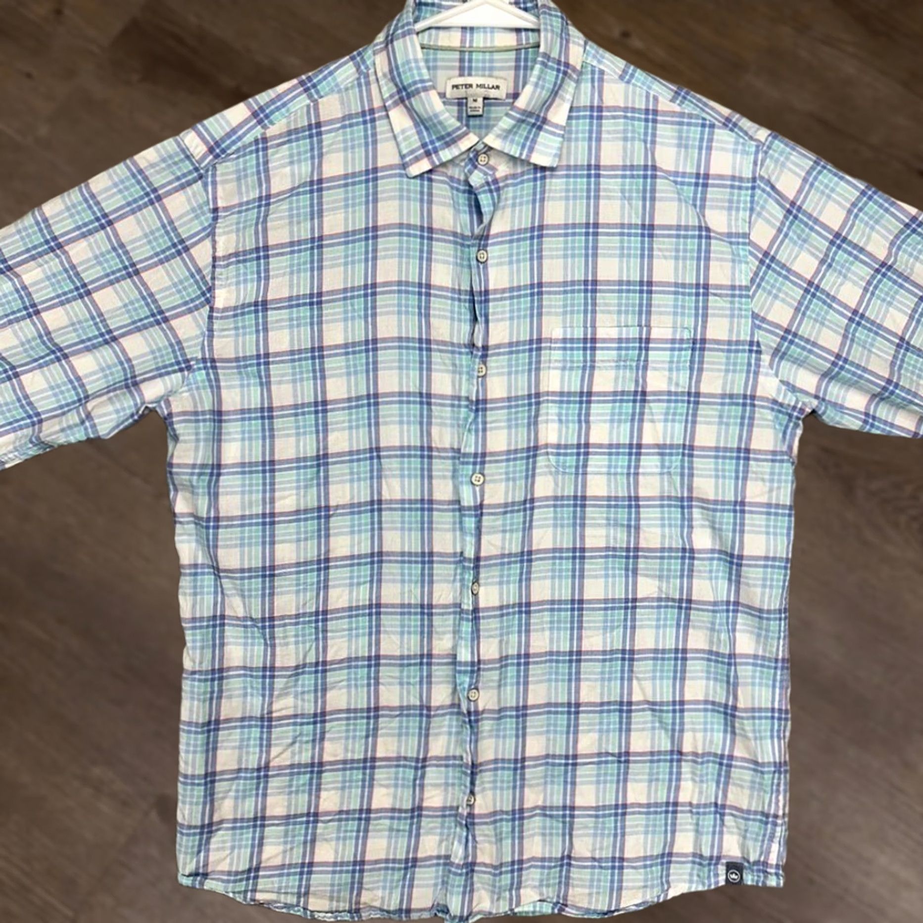 Peter Millar Peter Millar Shirt Mens Medium Blue White Plaid Button Up Long Sleeve Pocket EUC Size US M / EU 48-50 / 2 - 1 Thumbnail