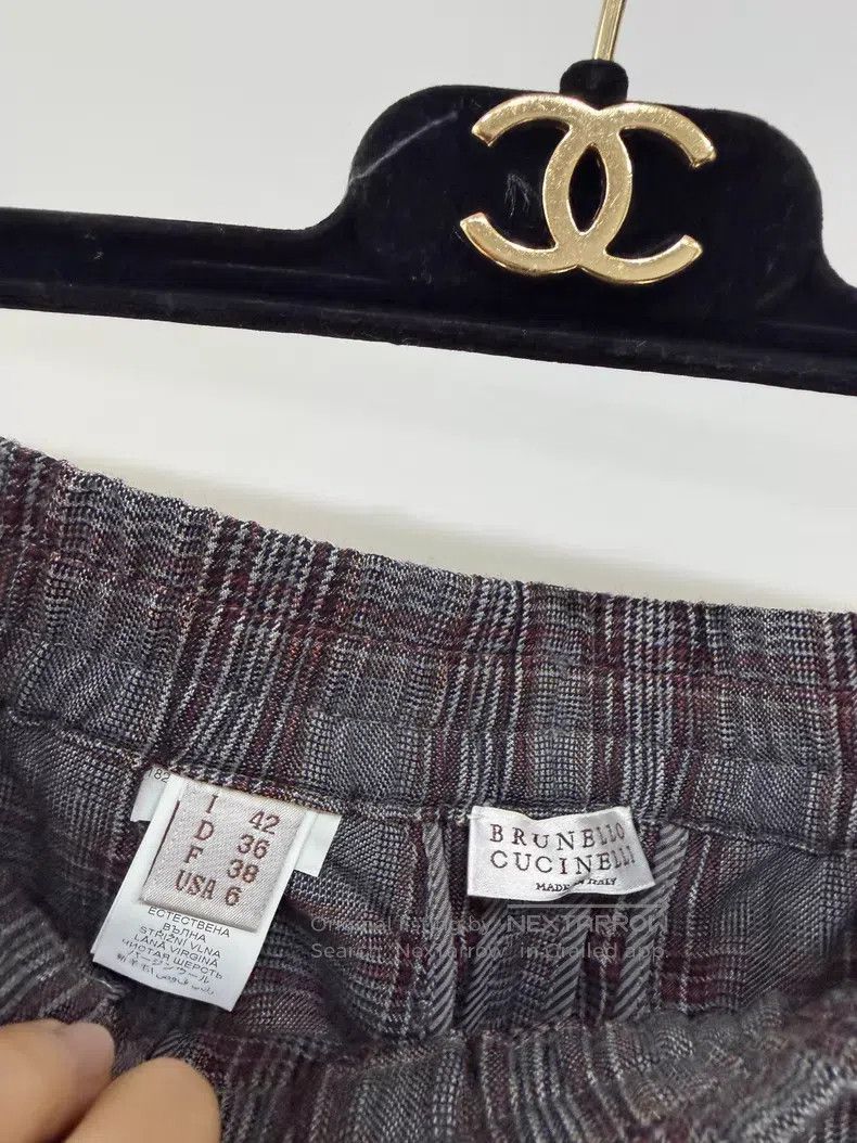 Brunello Cucinelli Brunello Cucinelli Plaid Stud Wool Long Pants Size 27" / US 4 / IT 40 - 5 Thumbnail
