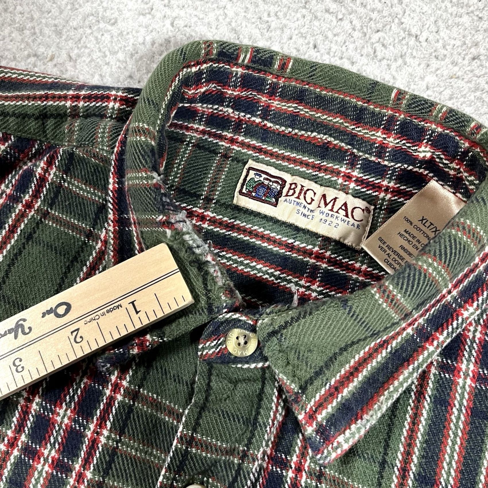 Vintage VINTAGE Big Mac Shirt Mens XL Green Plaid Button Heavy Flannel Outdoors Work Cotton VTG Size US XL / EU 56 / 4 - 2 Thumbnail