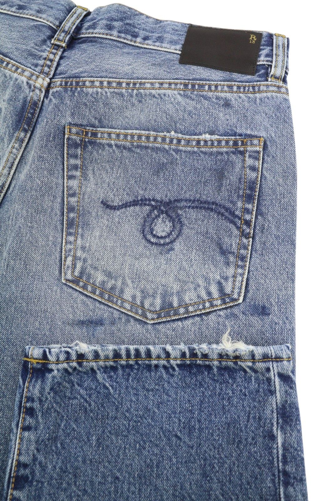R13 BOYFRIEND 28 Jasper Faded Blue PF25 Jeans 87198 Size 28" / US 6 / IT 42 - 6 Thumbnail