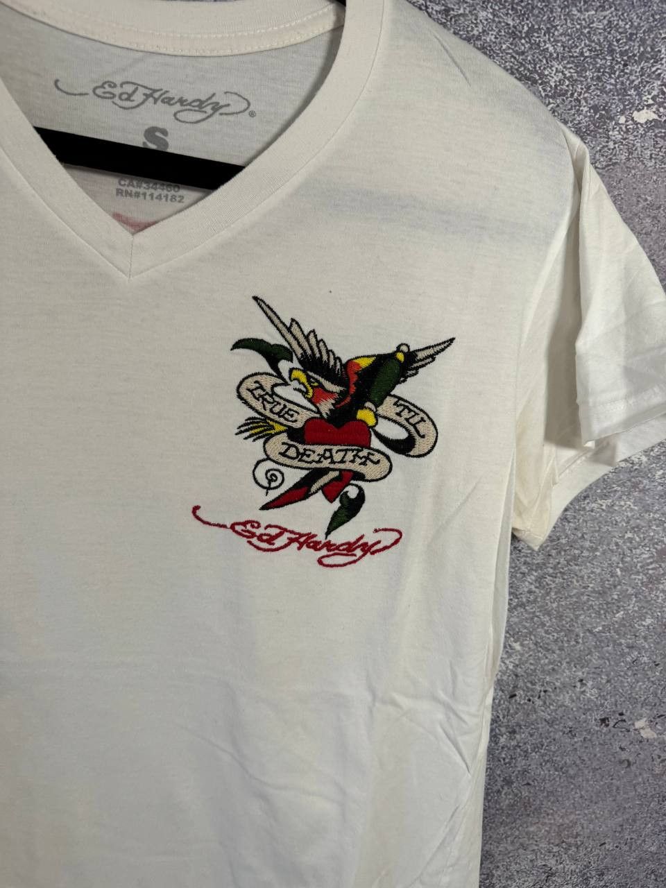 Vintage Ed Hardy Made In USA White Tee Logos small Size S / US 4 / IT 40 - 8 Thumbnail