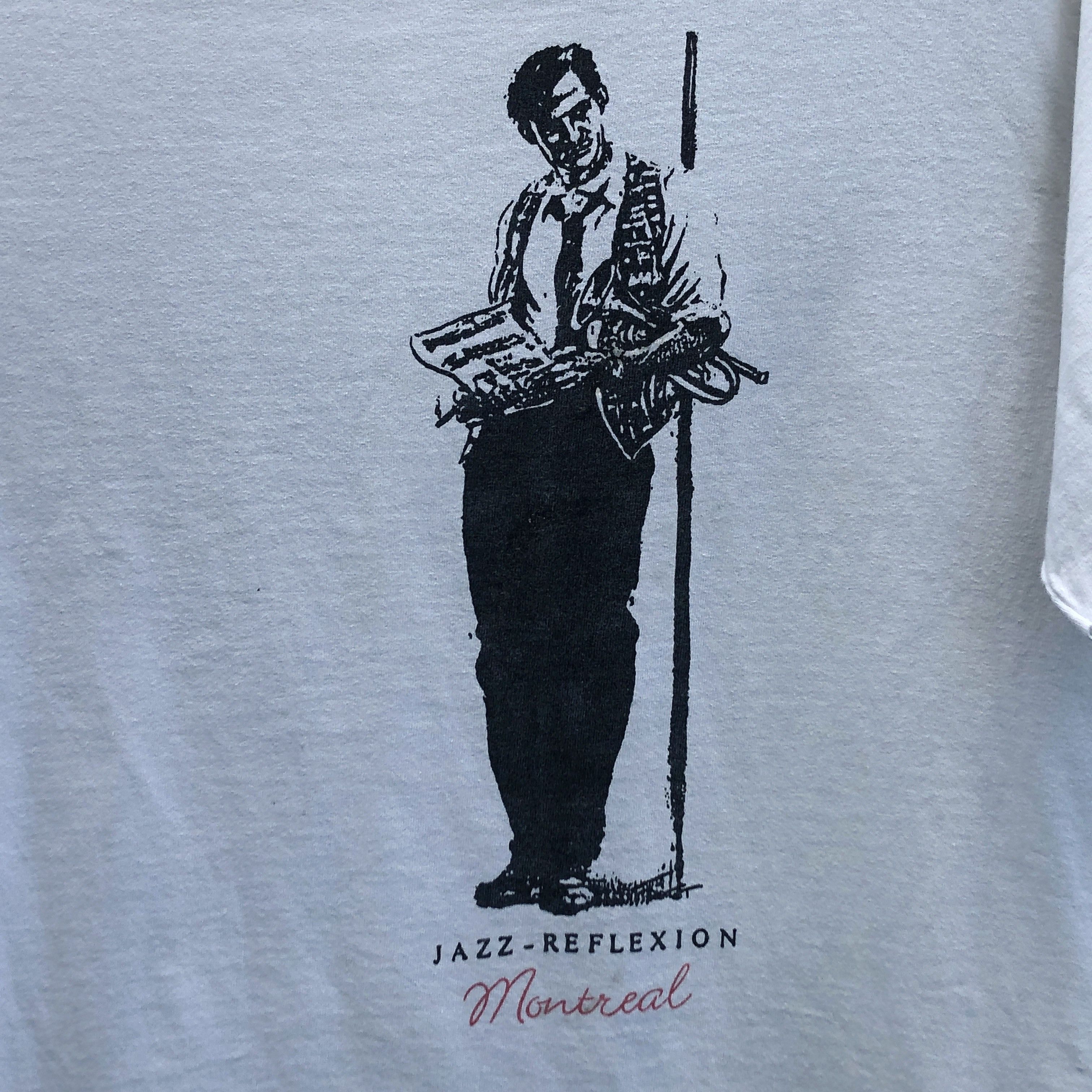 American Apparel 90s Jazz Reflexion White Tee L single stich Size US L / EU 52-54 / 3 - 3 Thumbnail
