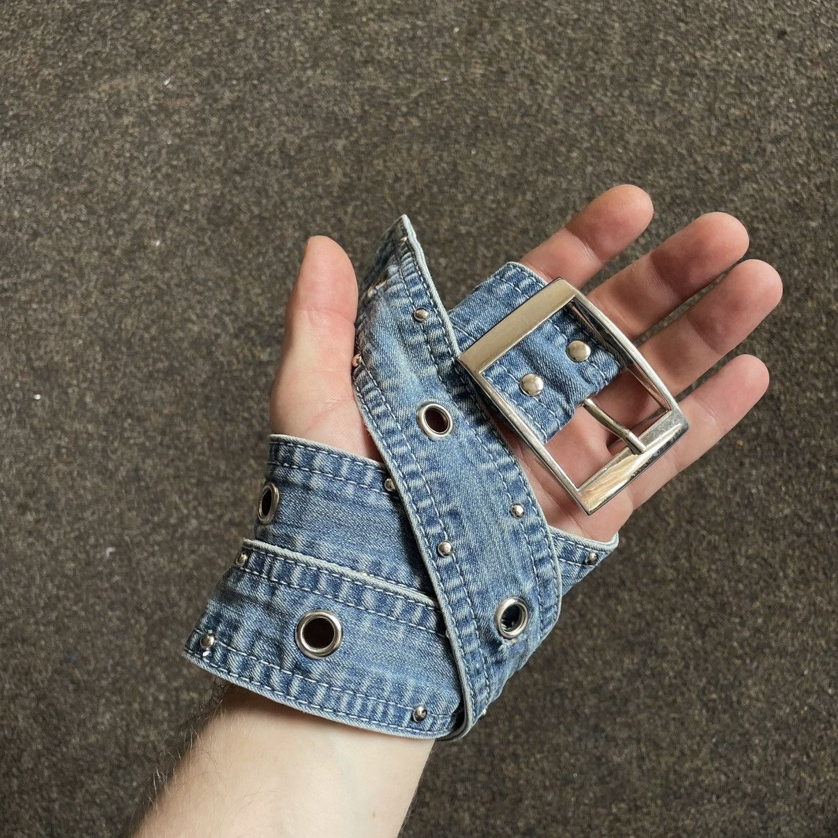 Vintage Vintage 90s Japanese Denim Belt Archive Goth Alt Graphic OS Size ONE SIZE - 3 Thumbnail