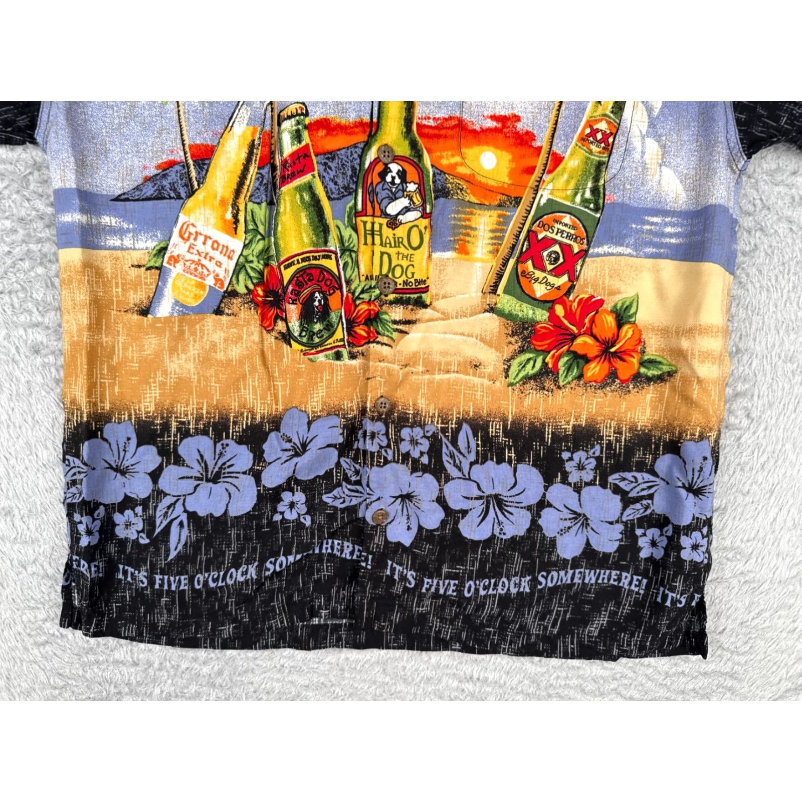 Big Dogs Big Dogs Button-Up Shirt Adult Small Black Blue Floral Rayon Hawaiian Mens Size US S / EU 44-46 / 1 - 5 Thumbnail