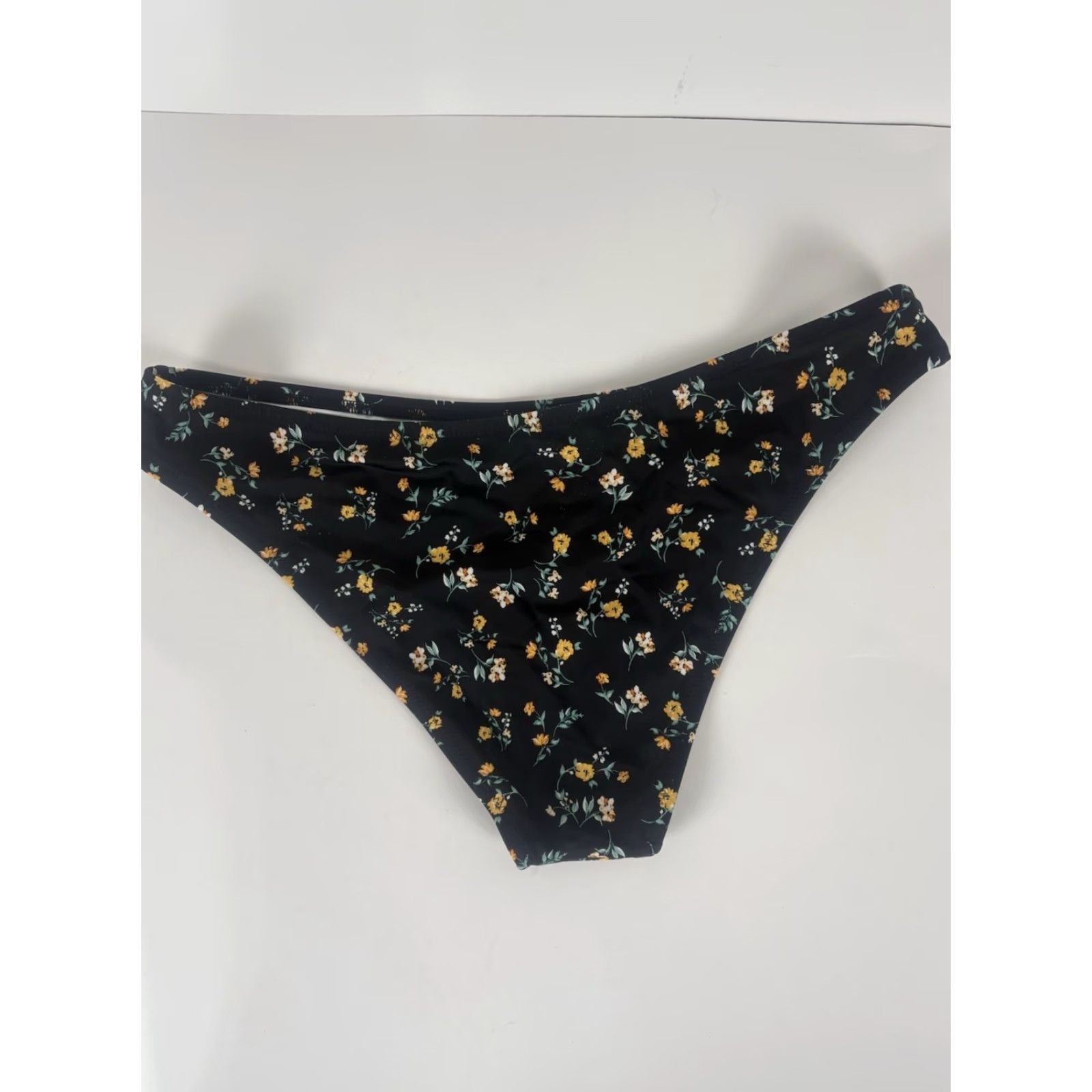 Vintage Shade & Shore Bikini Bottoms Womens L Black Floral Bottoms Beach Hipster Way Size 36" / US 14 / IT 50 - 3 Thumbnail