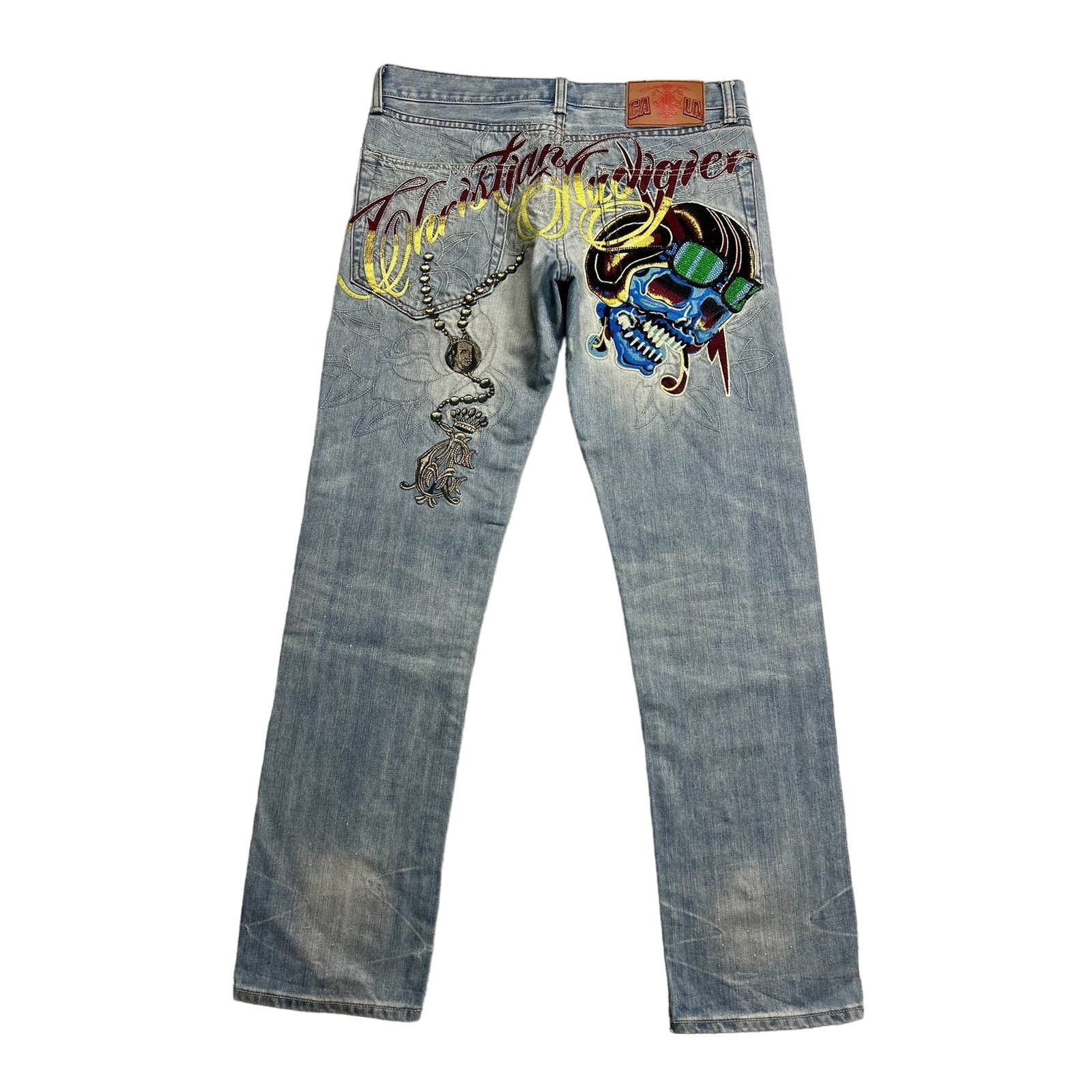 Vintage Y2K Ed Hardy Christian Audigier crâne tatouage t-shirt femme taille M - France