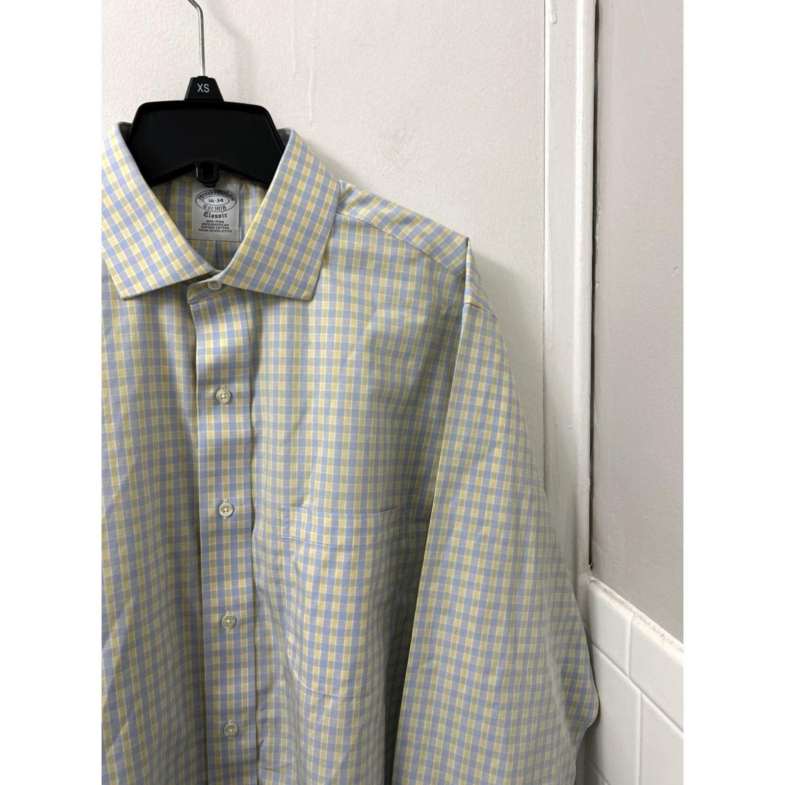 Brooks Brothers Brooks Brothers Classic Dress Shirt Mens 16 L/S Oxford Check Blue Yellow 100% Cotton Slim/Regular Fit Men’s Shirt Mens Mens Navy Blues Size US L / EU 52-54 / 3 - 4 Thumbnail
