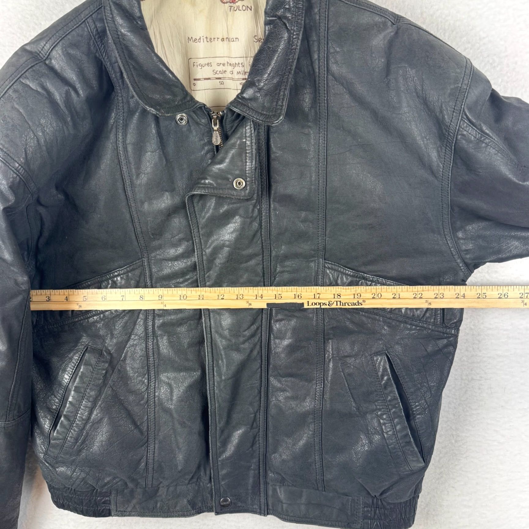 Neiman Marcus VINTAGE Neiman Marcus Mirage Mens 44 Leather Flight Bomber Jacket Black 80s 90s Zip Satin Lining Zipper | 90s 80s | Mens Size US S / EU 44-46 / 1 - 4 Thumbnail