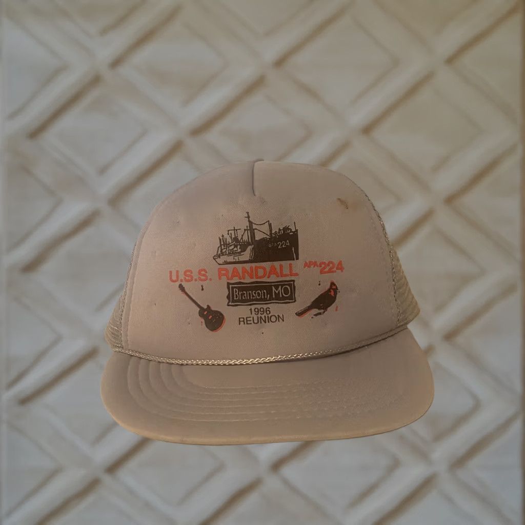 Vintage VINTAGE U.S.S Randall APA 224 Branson, MO Reunion Snapback Hat 1996 Gray Size ONE SIZE - 1 Thumbnail