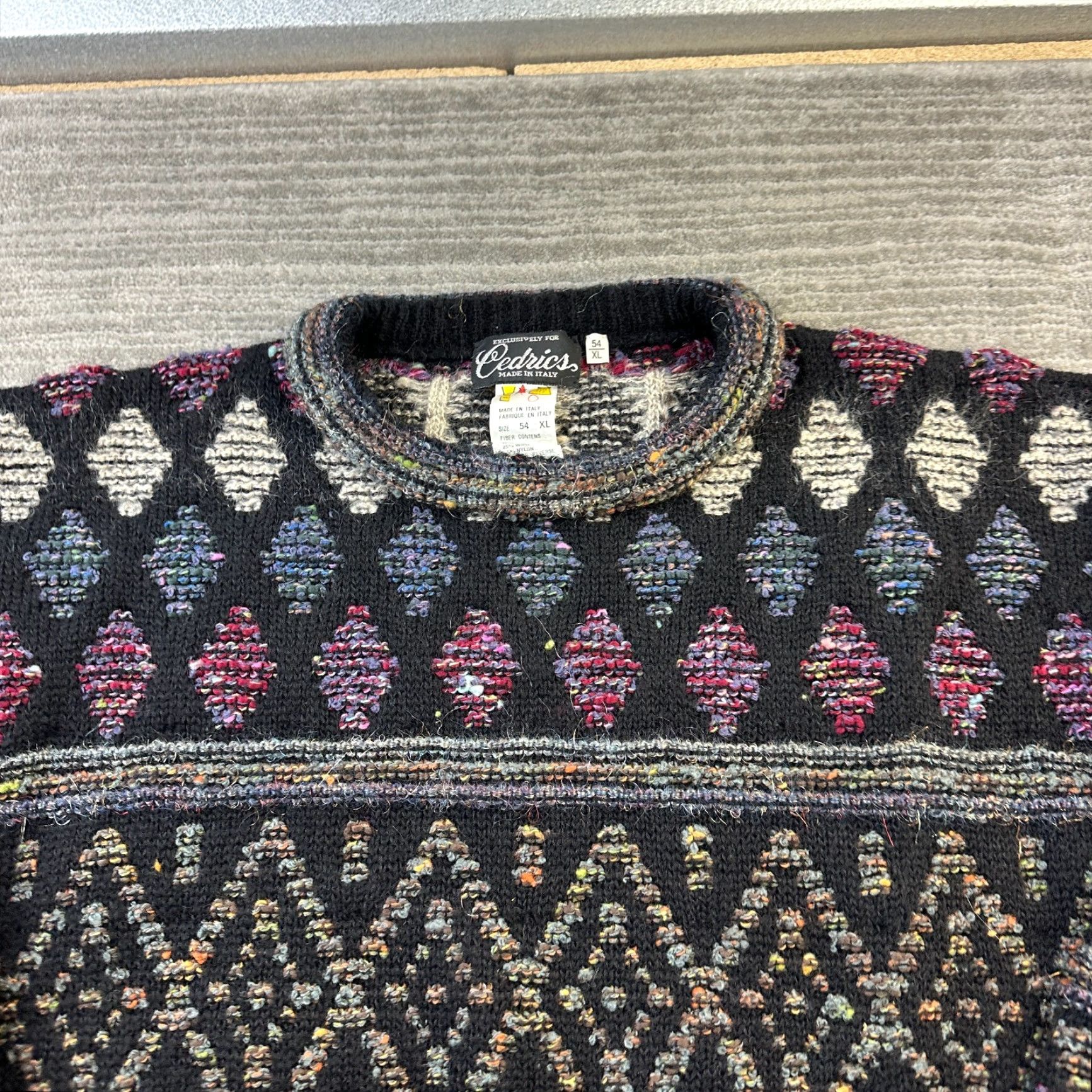Vintage VINTAGE Cedrics Sweater Mens XL Plaid Knit Crew Neck Pullover Heavyweight All Seasons 90s Logo Embroidered Wool Mohair Nylon Wool Blend Black Mens Size US XL / EU 56 / 4 - 3 Thumbnail