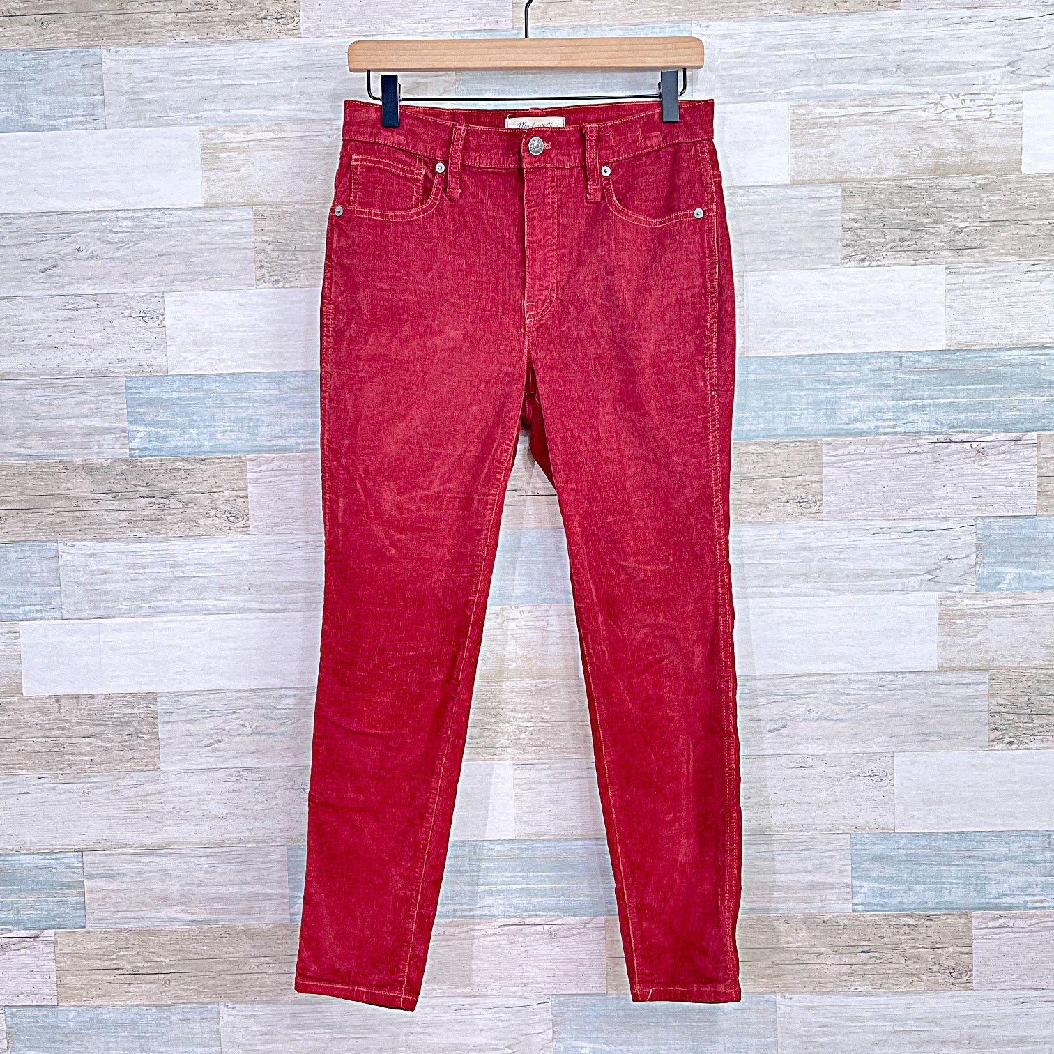 Madewell Madewell Corduroy 10" High Rise Skinny Jeans Red Womens 29P Size 28" / US 6 / IT 42 - 2 Thumbnail