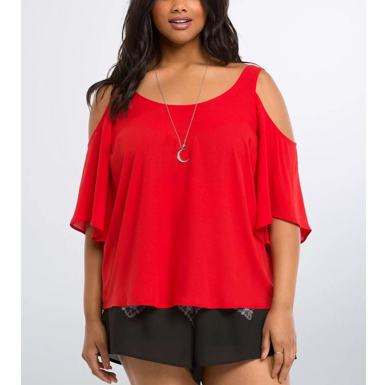Torrid Torrid Georgette Cold Shoulder Top Blouse Size 3 Plus 3X Size 3XL / US 20-22 - 1 Thumbnail
