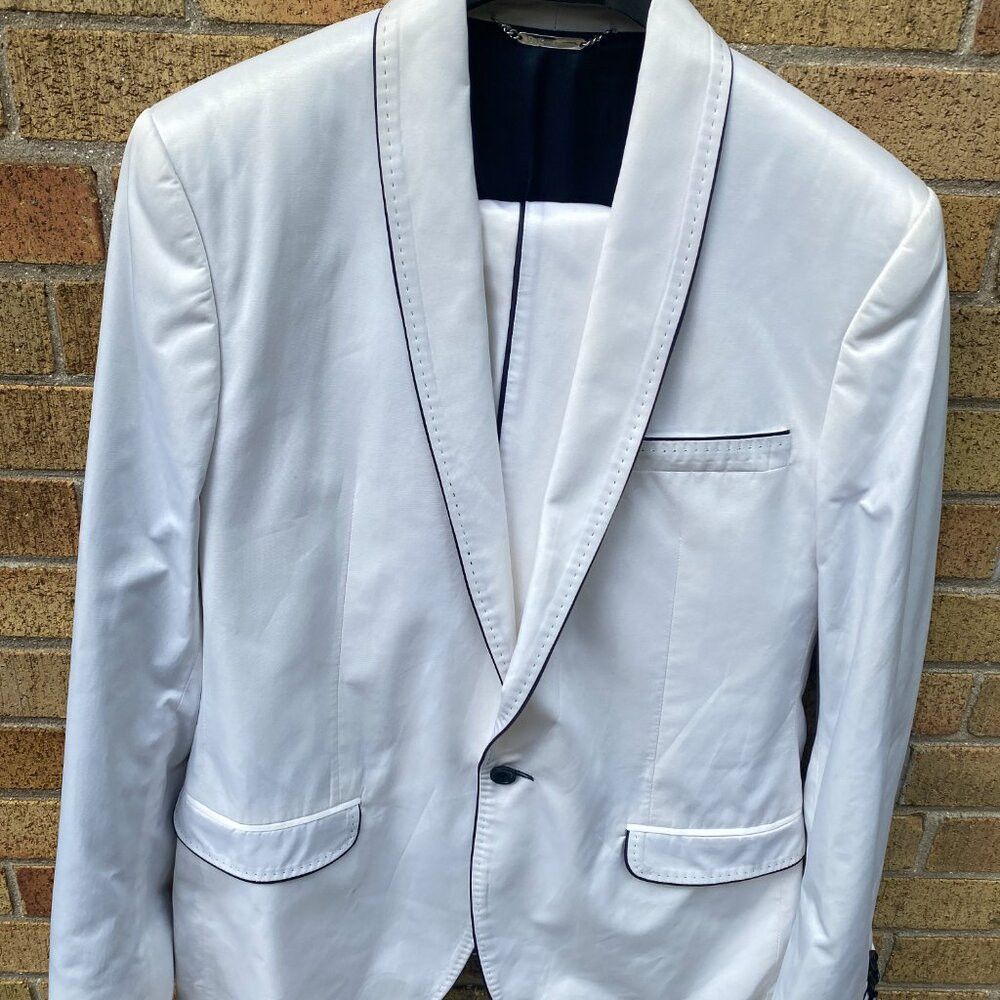 Dolce & Gabbana Dolce & Gabbana White Tuxedo Suit Jacket Wedding Suit & Pan Size 44R - 5 Thumbnail