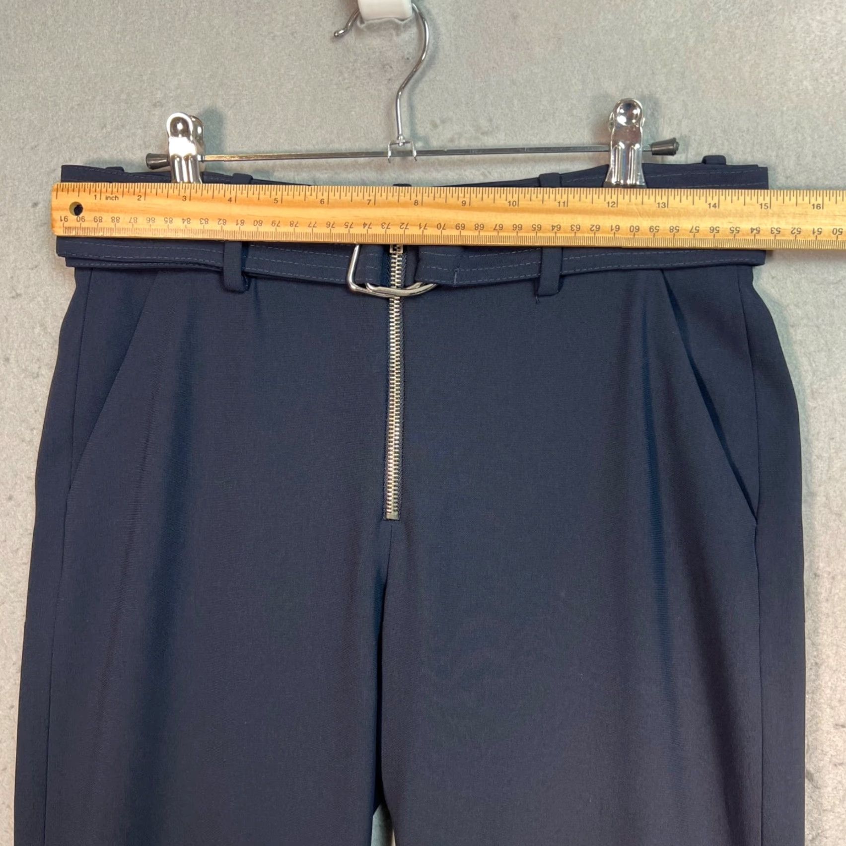 Zara Zara Womens XS Studio Mid Rise Wide Leg Blue Pants With Belt Pants XS Blue Zara Womens Studio Mid Rise Wide-Leg Belt - dress pants Size 26" / US 2 / IT 38 - 4 Thumbnail