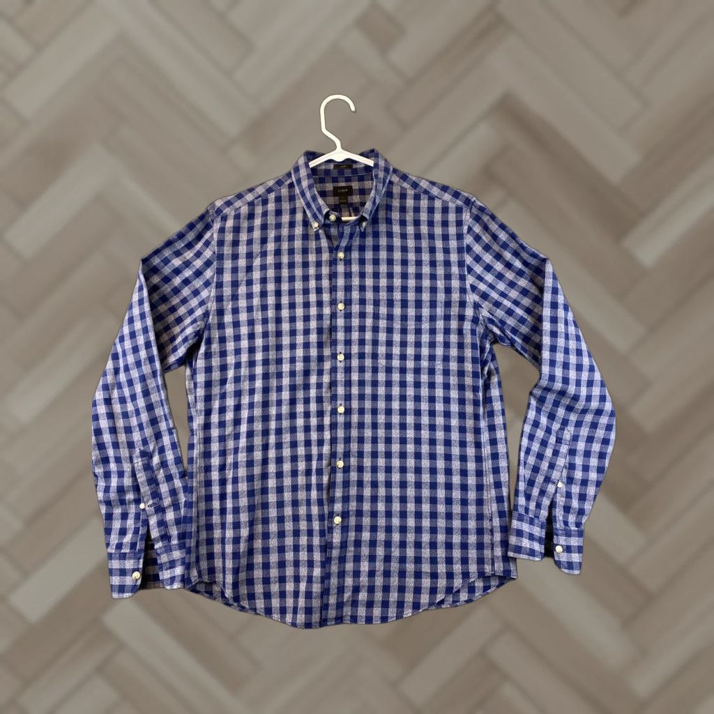 J.Crew J. Crew Slim Check Long Sleeve Dress Shirt Size Large Blue Gray /79-10 Size 42R - 1 Thumbnail