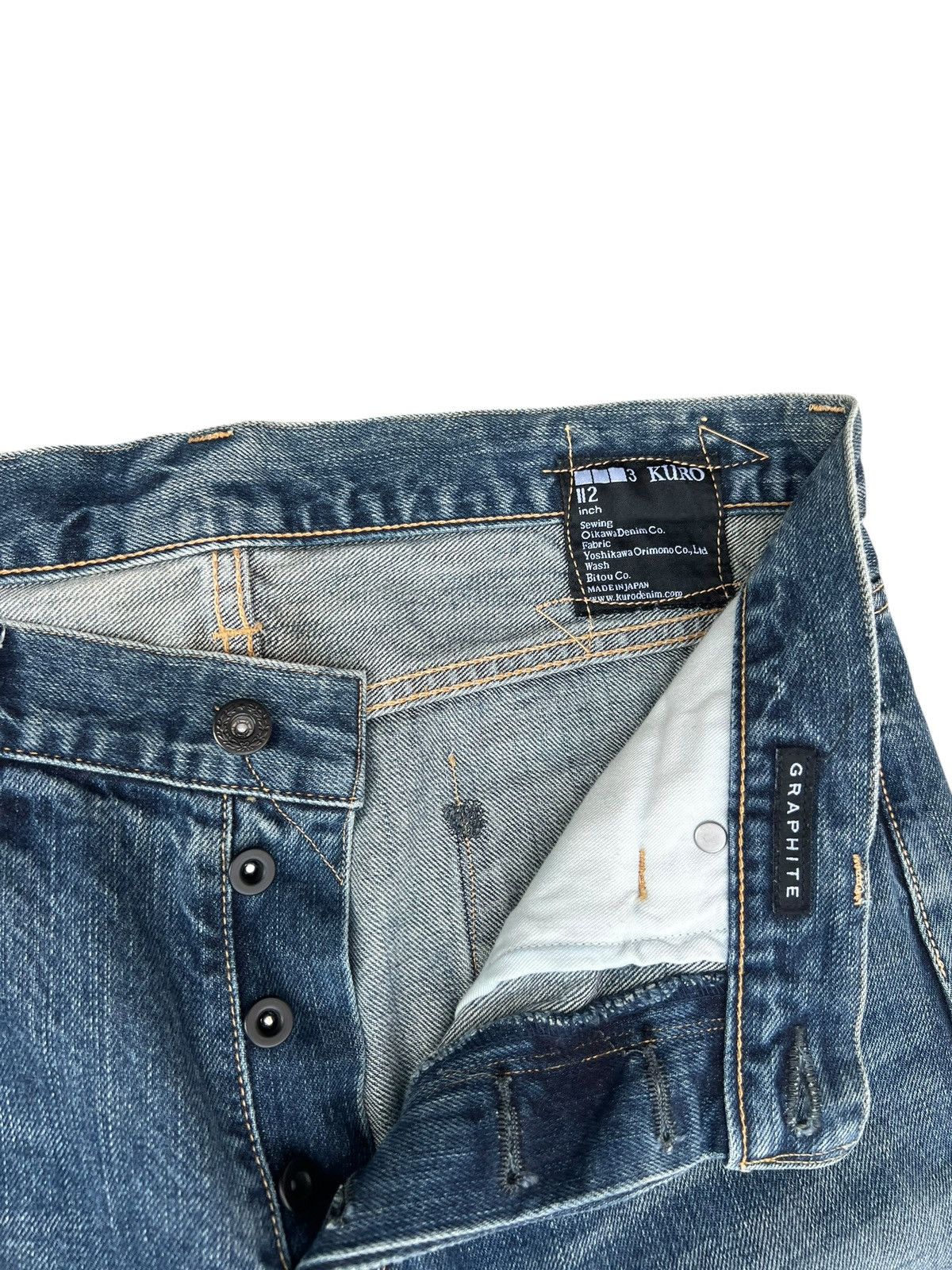 KURO KURO Japan GRAPHITE Distressed Denim Selvedge Jeans Size US 32 / EU 48 - 7 Thumbnail
