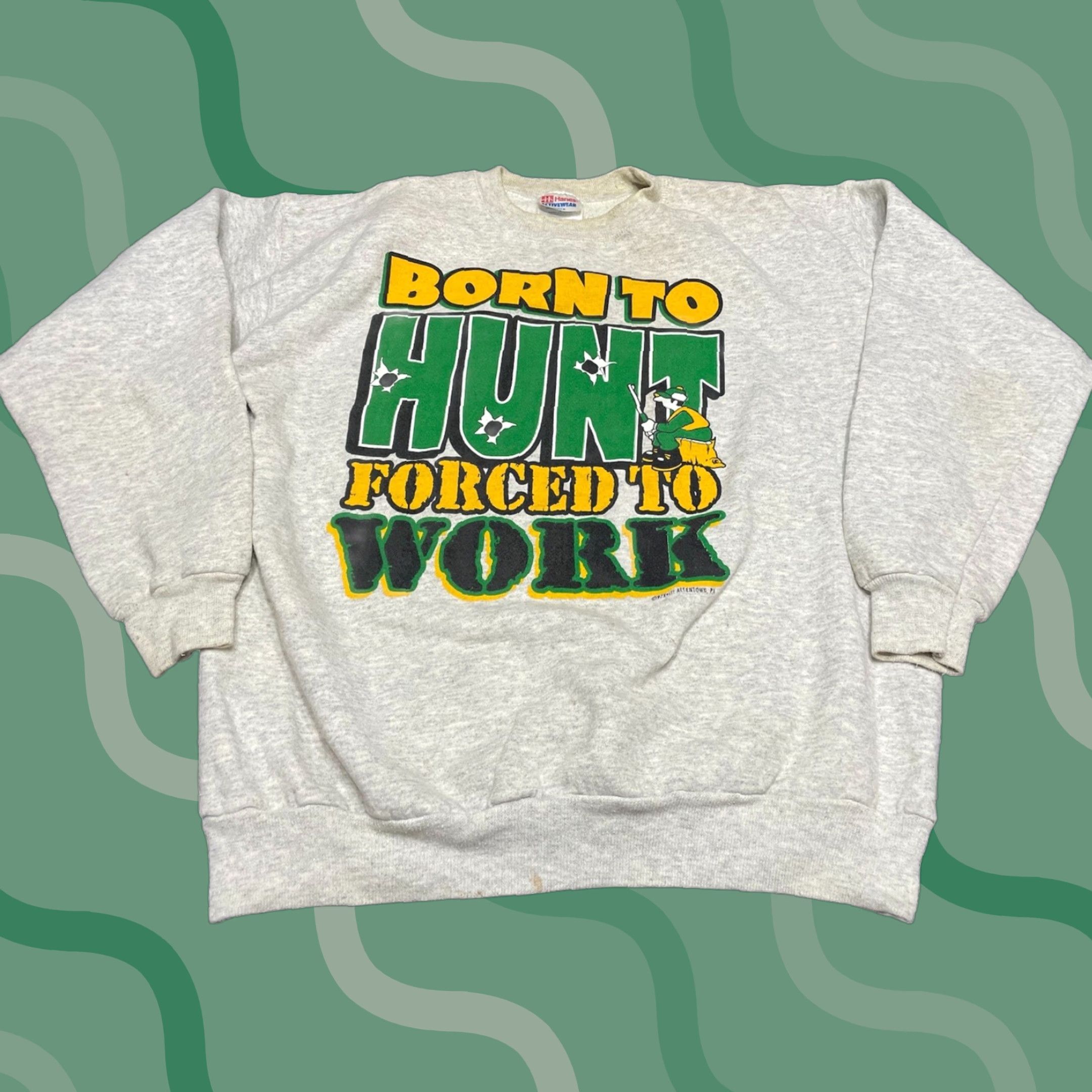 Jerzees VINTAGE Jerzees Sweatshirt Deer Hunting Crewneck Gray M Adults Unisex Funny Hunter Shirt pullover 90s style Size US M / EU 48-50 / 2 - 1 Thumbnail