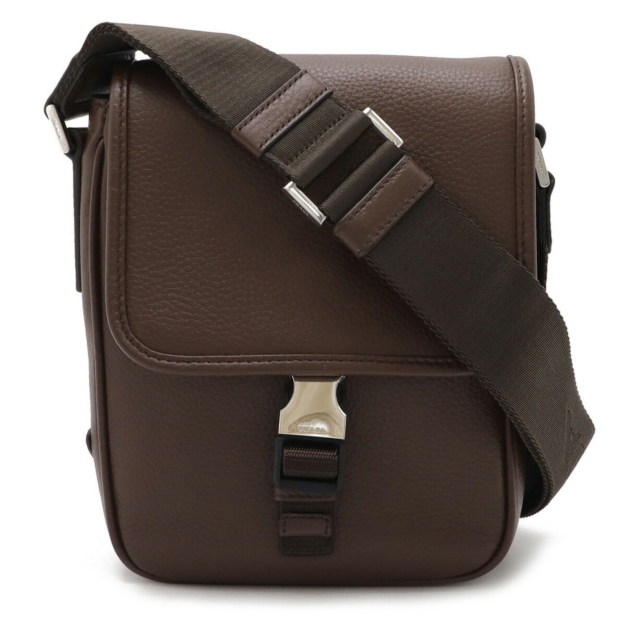 Prada Shoulder Bag Pochette Leather Bruciato Brown Purchased At A Domestic Outlet 2Vd028, Women's