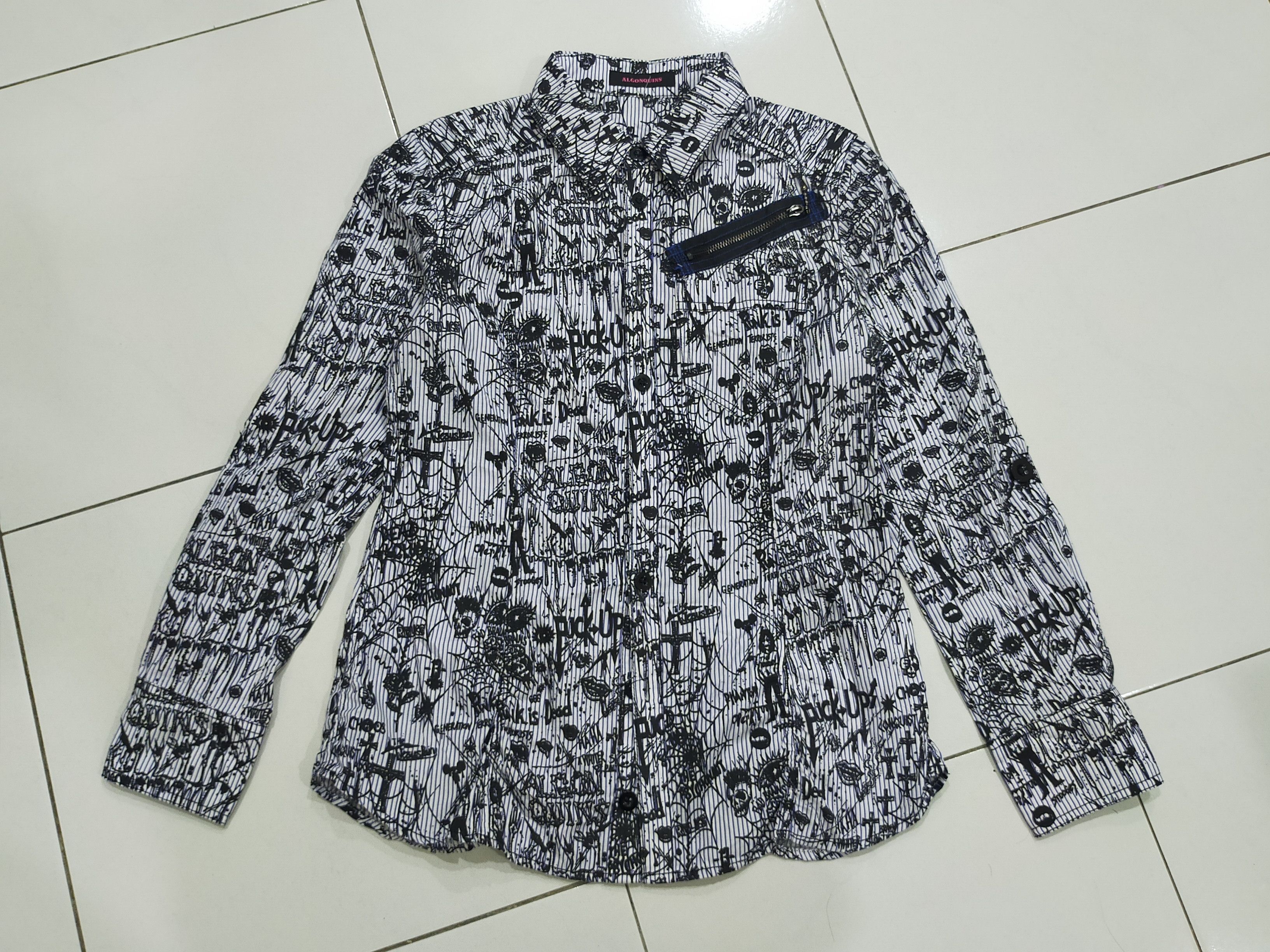 If Six Was Nine × Japanese Brand × Le Grande Bleu (L.G.B.) 🔥 ALGONQUINS PUNK FULLPRINT SKULL BUTTON UP Size M / US 6-8 / IT 42-44 - 1 Thumbnail