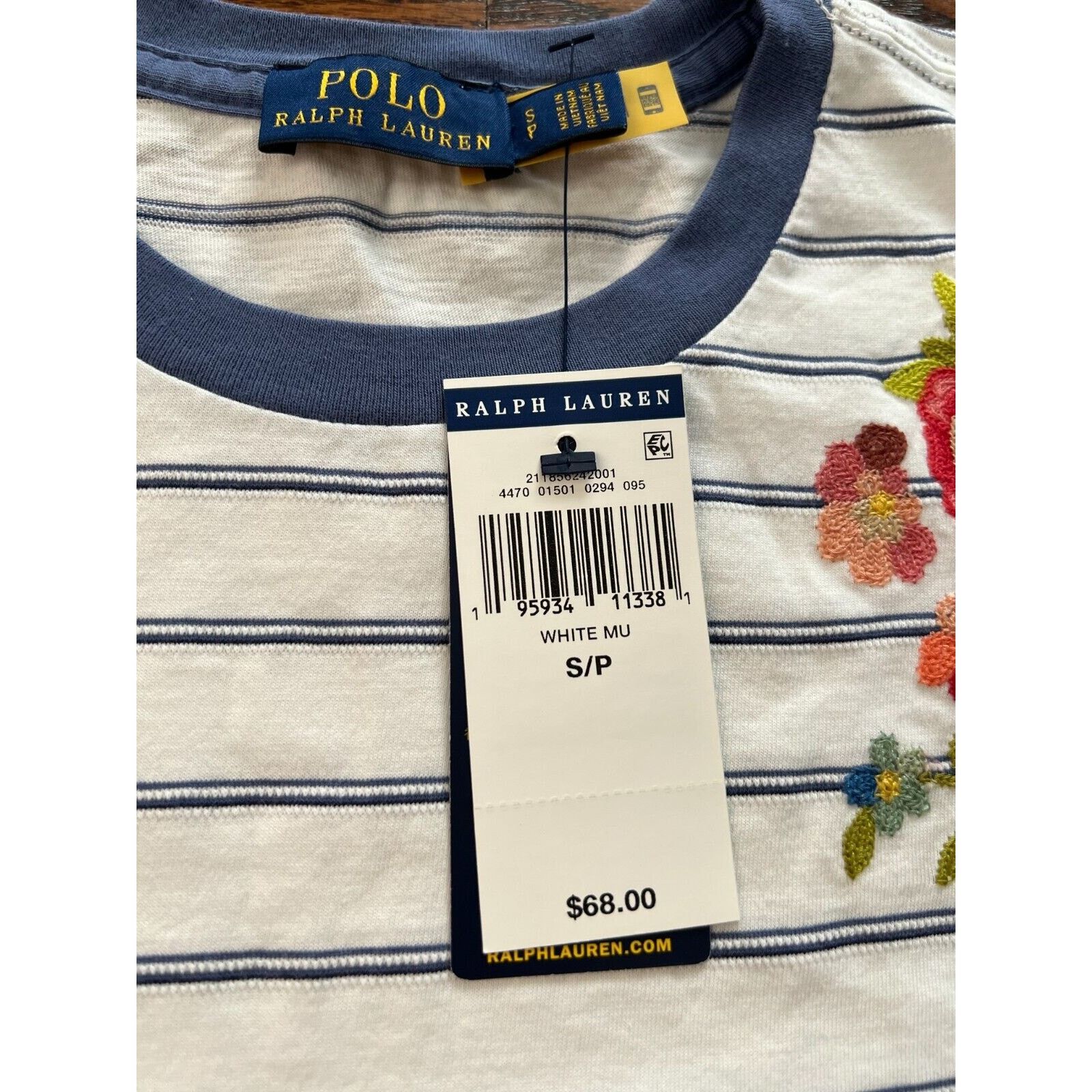 Polo Ralph Lauren Ralph Lauren Women's White T-Shirt Embroidered Flower Size S Size S / US 4 / IT 40 - 11 Thumbnail