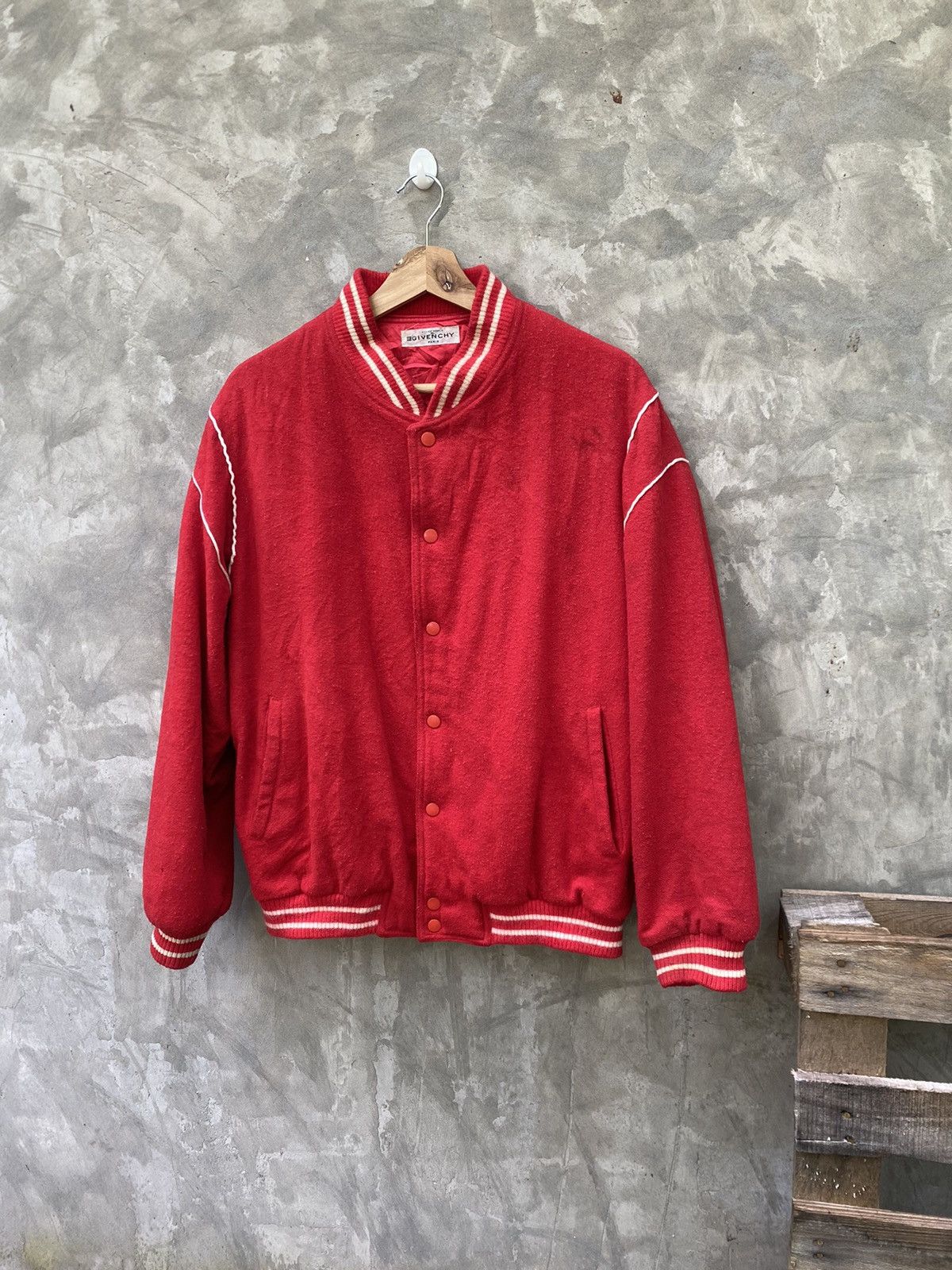 Givenchy Vintage Givenchy Wool Varsity Jacket Distressed Size US L / EU 52-54 / 3 - 5 Thumbnail