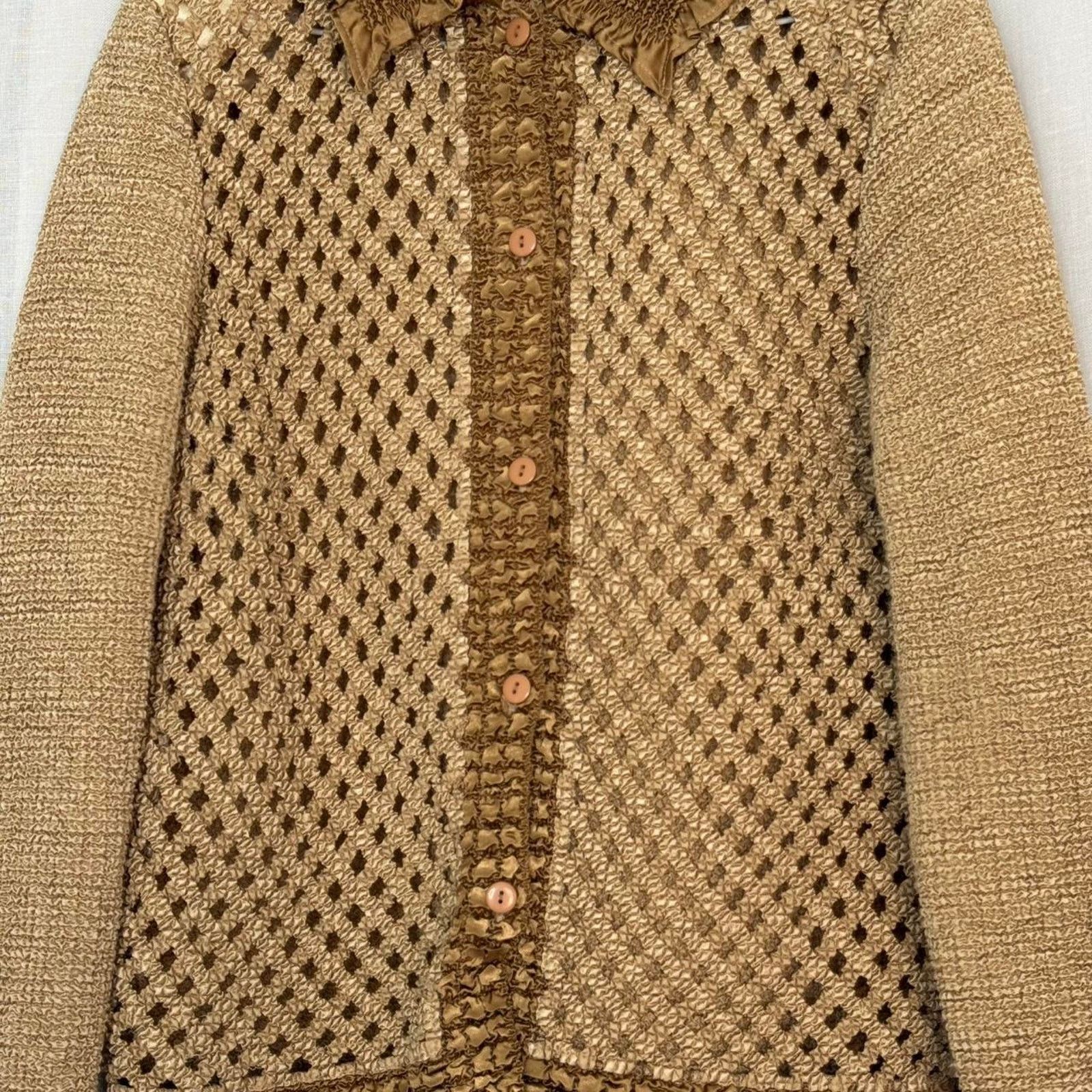 Vintage ⋆ ˚｡⋆୨୧˚ y2k crochet knit cardigan top boho western ˚୨୧⋆｡˚ ⋆ Size L / US 10 / IT 46 - 3 Thumbnail