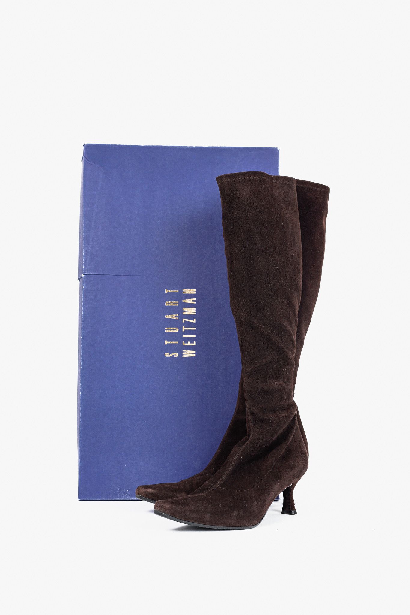 Stuart Weitzman Stuart Weitzman Shapely Suede Pointed-Toe Knee-High Boots Size US 8 / IT 38 - 10 Thumbnail