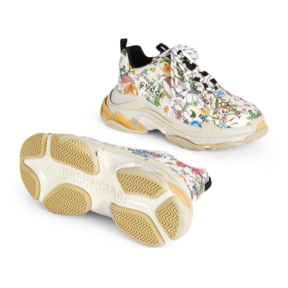 Balenciaga × Gucci Gucci x Balenciaga The Hacker Project Triple S Flora Print Size US 5.5 / EU 38 - 3 Thumbnail