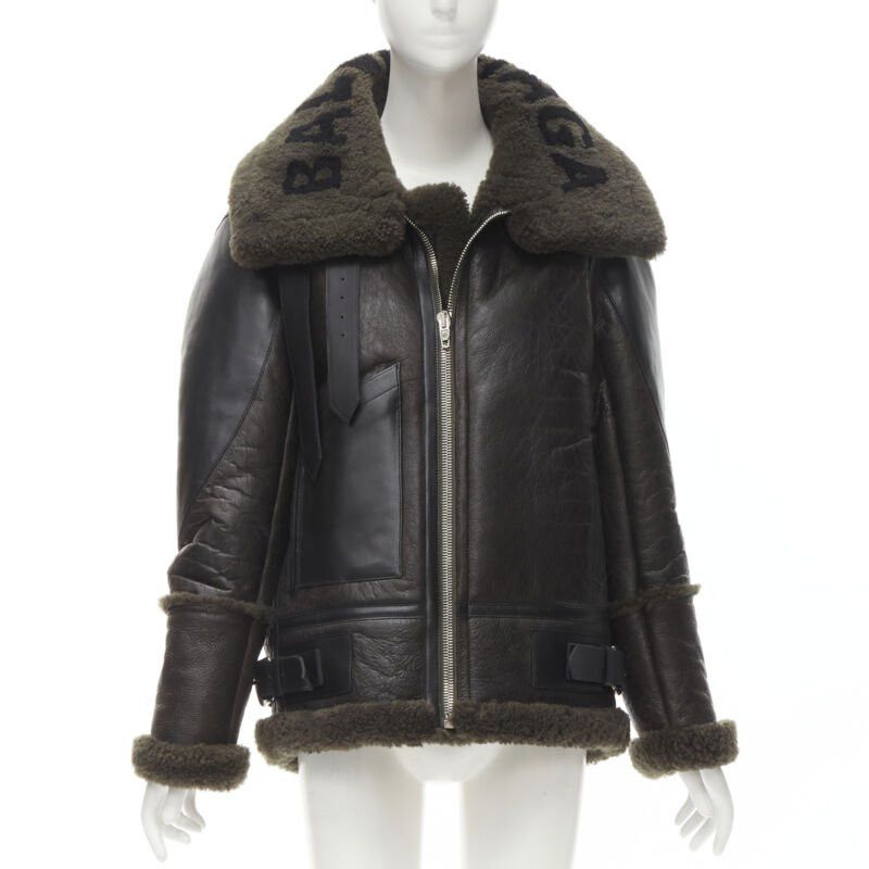 Balenciaga BALENCIAGA Demna 2018 Runway Le Bombardier green shearling aviator jacket XS Size XS / US 0-2 / IT 36-38 - 1 Thumbnail