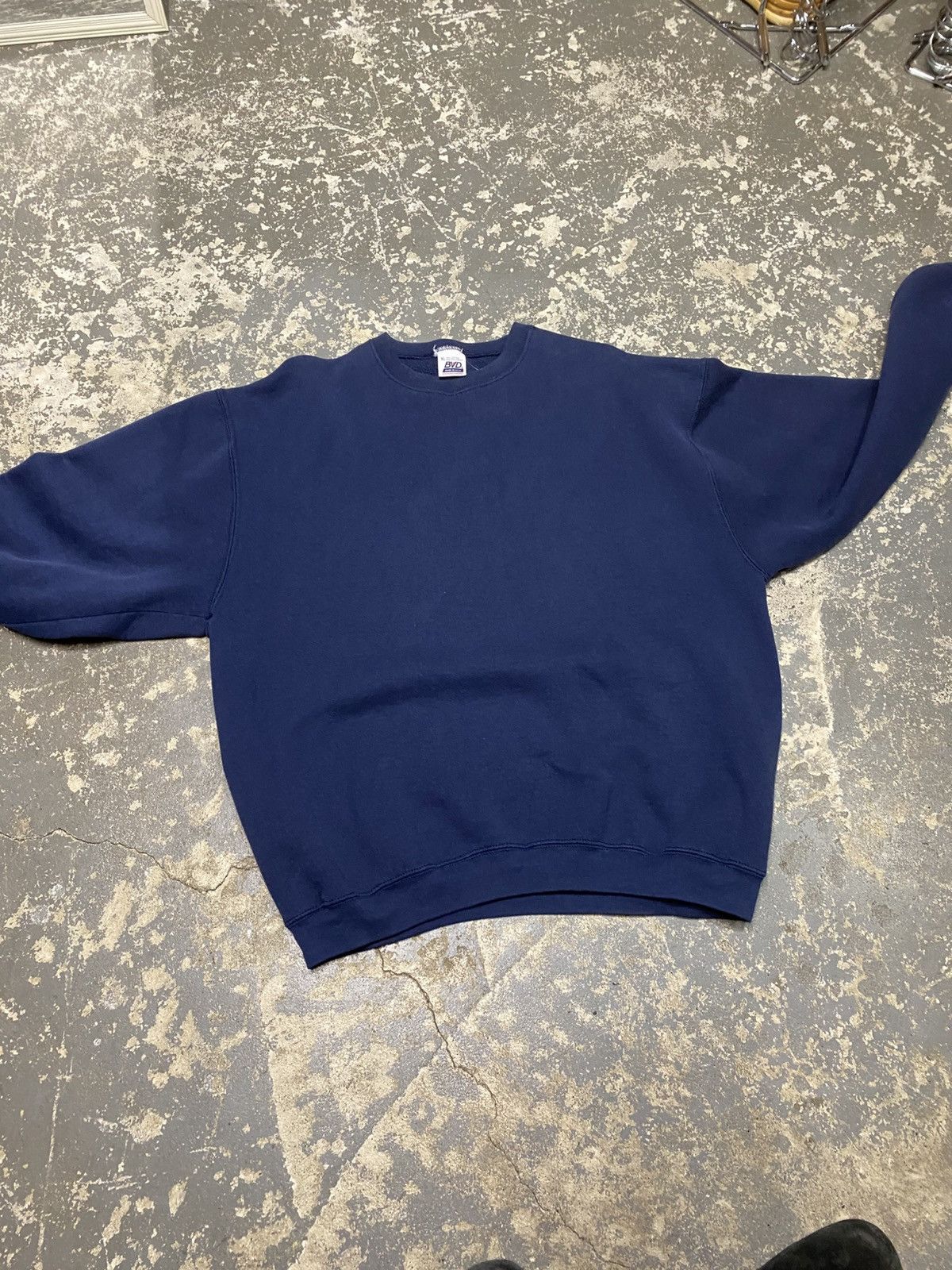 Vintage Vintage BVD Navy Blank Pullover Crewneck Sweatshirt USA Size US XL / EU 56 / 4 - 6 Thumbnail