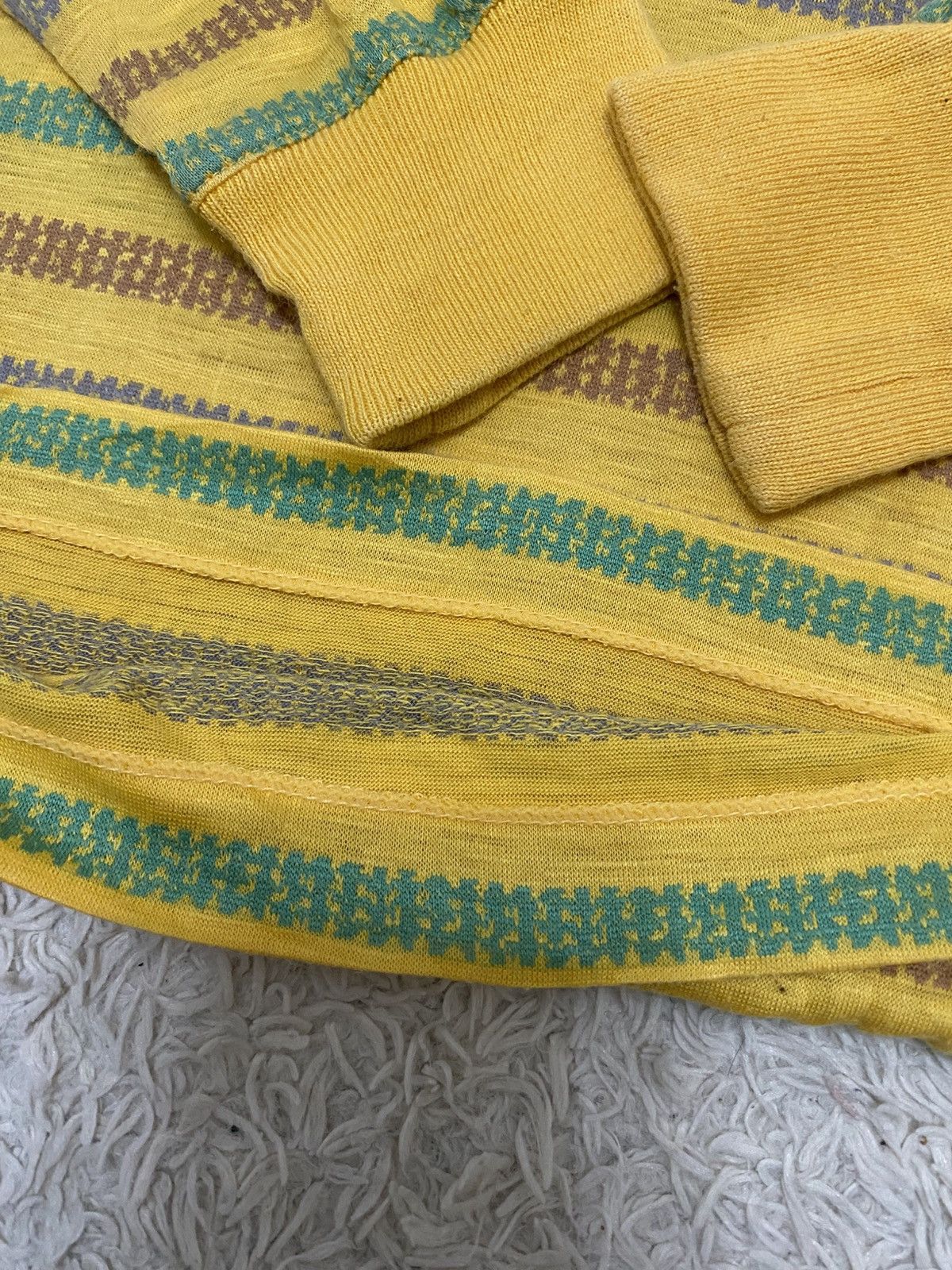 Yves Saint Laurent “YSL – Striped Long Sleeve Knit Top Yellow Green Brown Size US M / EU 48-50 / 2 - 5 Thumbnail