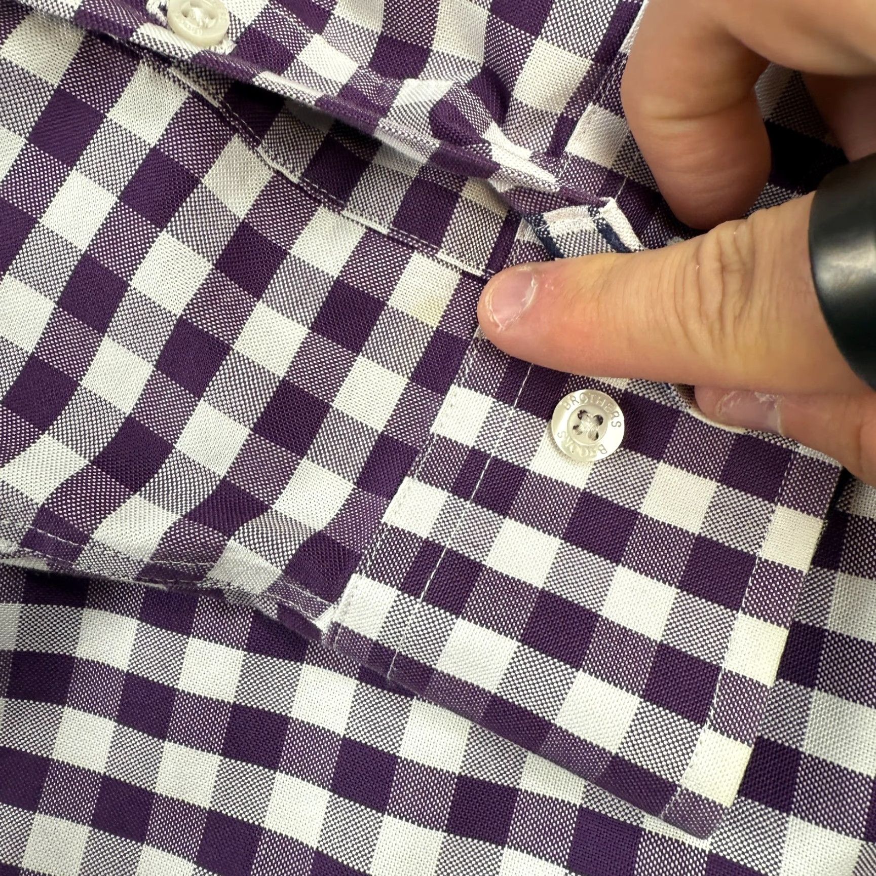Brooks Brothers Brooks Brothers Shirt Mens XL Slim Button-Down Purple Gingham Check Oxford Tie-Down Size US XL / EU 56 / 4 - 4 Thumbnail