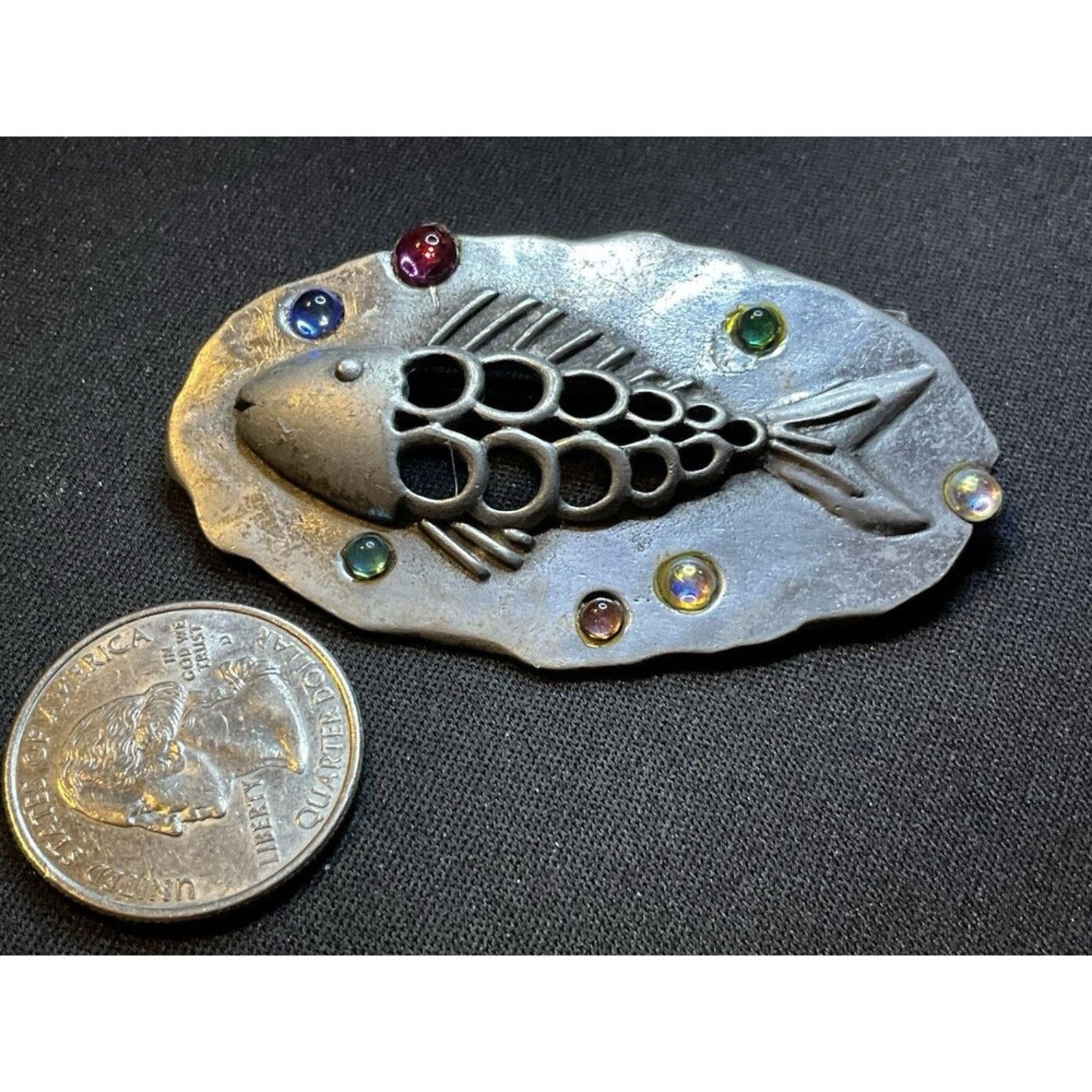 Other Vintage JJ Silver Tone Rhinestone Fish Brooch Size ONE SIZE - 3 Thumbnail
