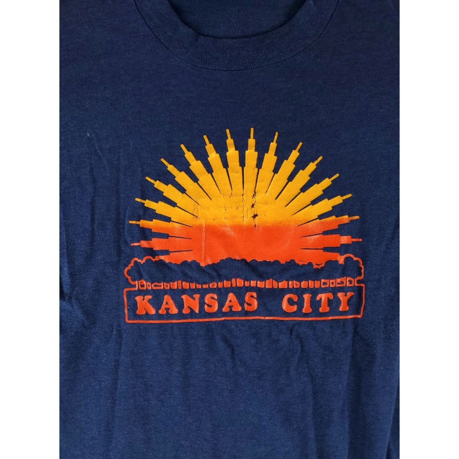 Vintage VINTAGE Kansas City Graphic T Shirt Blue XL Mens 80s 90s Single Stitch Shirt (Unbranded) Size US XL / EU 56 / 4 - 2 Thumbnail