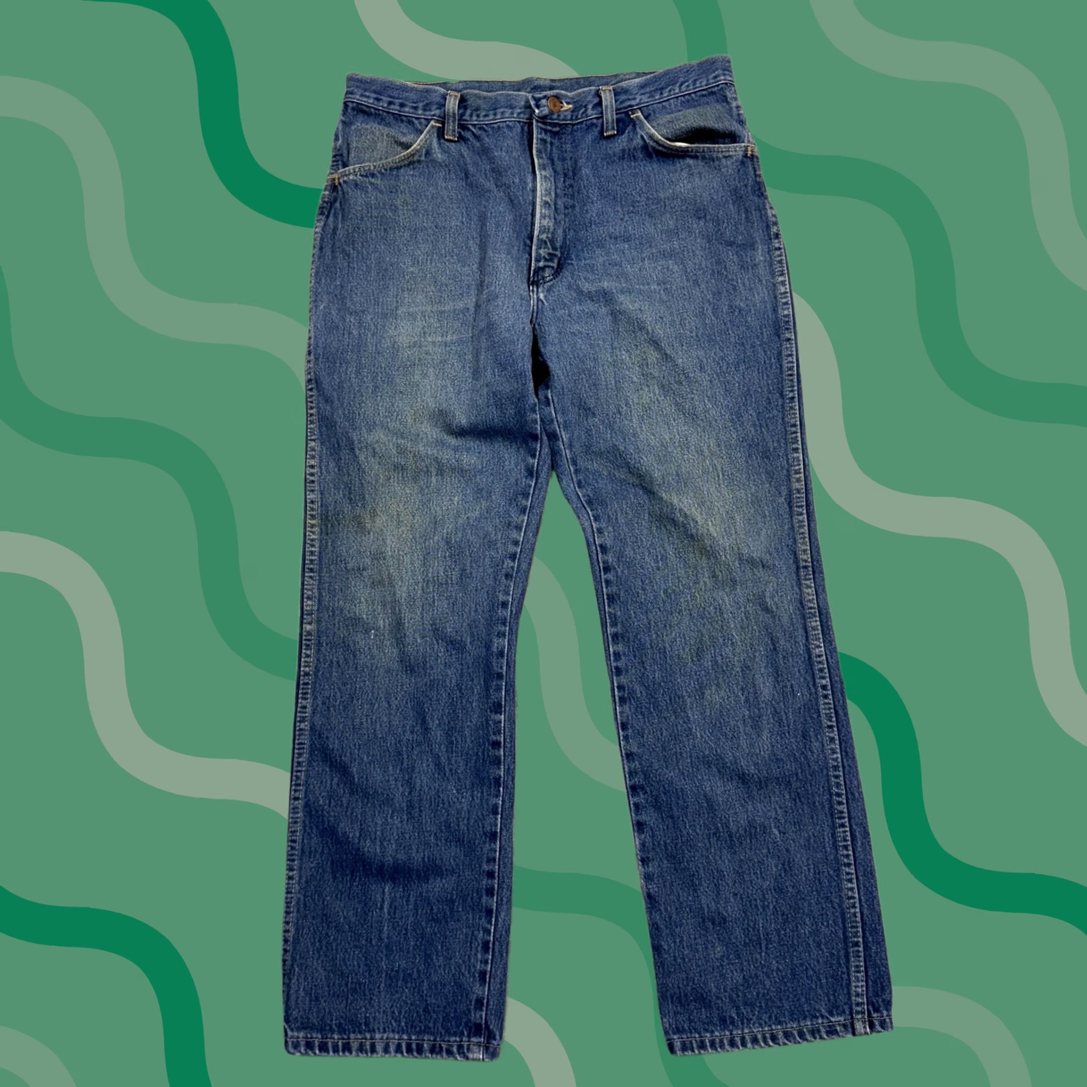 Denime Rustler Jeans Mens 30x30 Blue Denim Regular Fit Straight Leg Zip Fly Jeans Size US 30 / EU 46 - 1 Thumbnail
