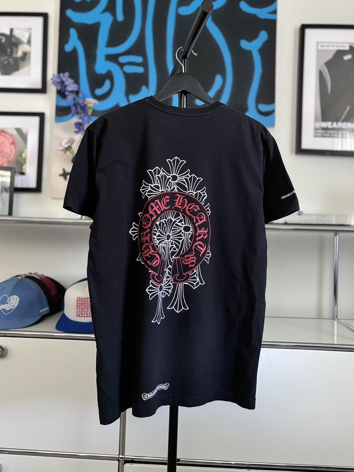 +CHROME HEARTS+ CEMETERY CROSS サーマル ロンT LONG TEE RED Chrome Hearts BLACK + RED CEMETERY CROSS TEE | Grailed