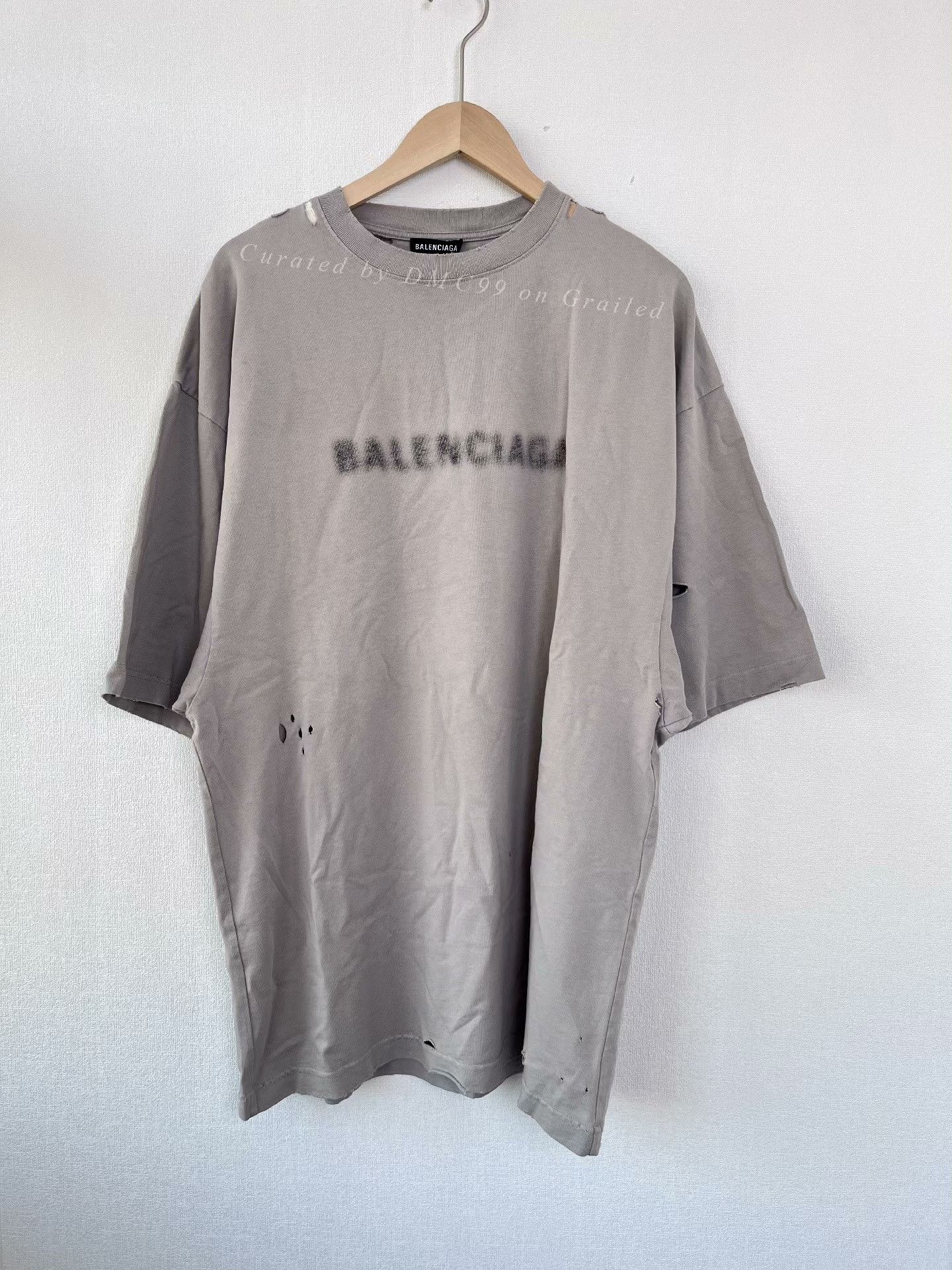 Balenciaga Balenciaga Phantom Logo Distressed Oversized Tee Size US XXS / EU 40 - 1 Thumbnail